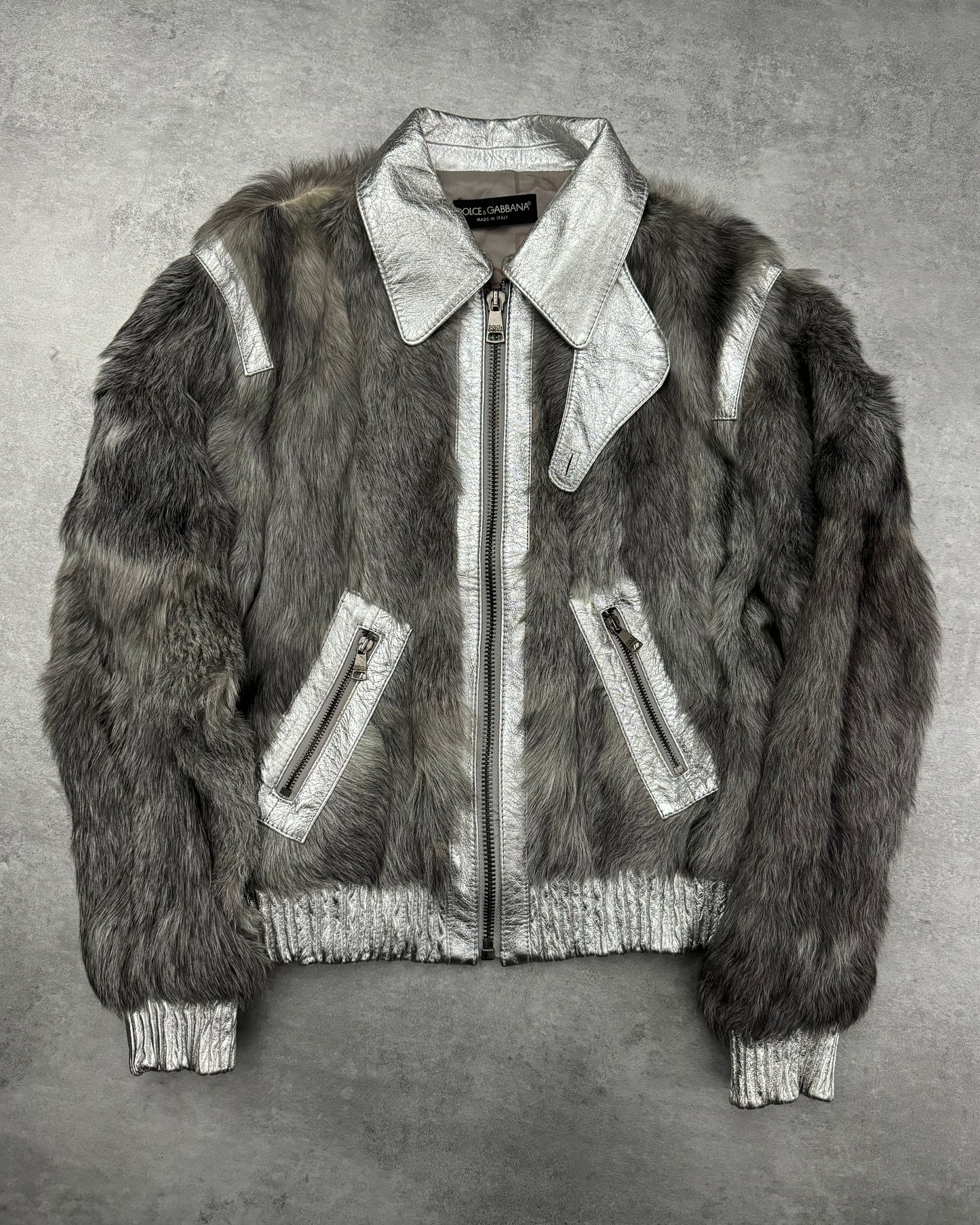 FW2008 Dolce & Gabbana Grey Fur Kid Goat Astro Jacket (XS/S) - 1