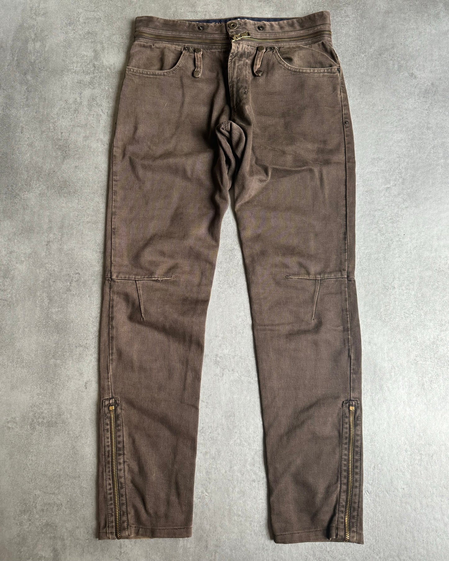 AW2003 Dolce & Gabbana Brown Zipped Pants (M) - 1