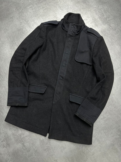 2000s Moschino Imperial Black Utilitarian Wool Trench Coat (M) - 9