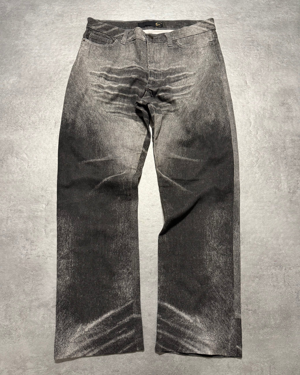 2000s Cavalli Overprint Black Dyed Pants