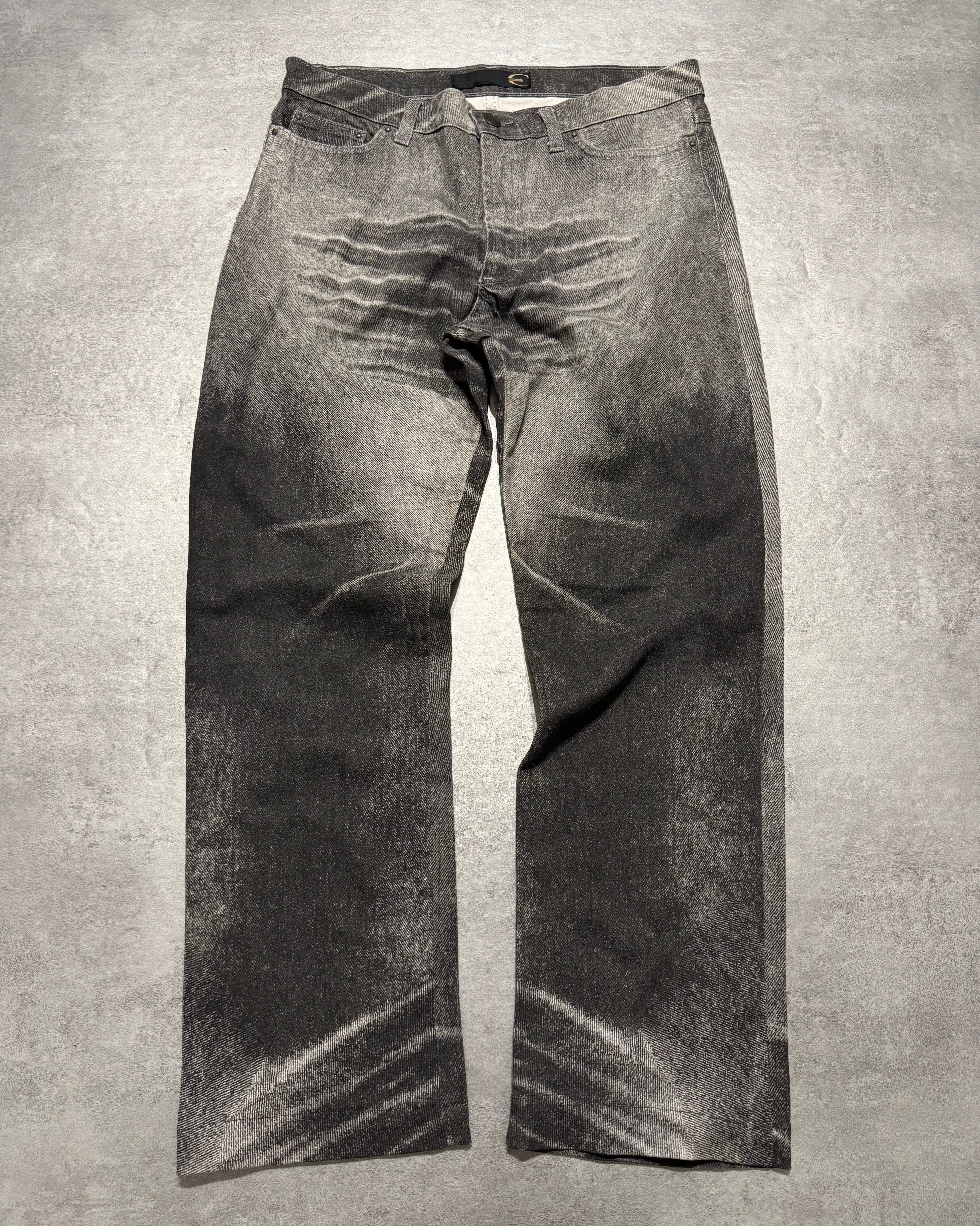 2000s Cavalli Overprint Black Dyed Pants