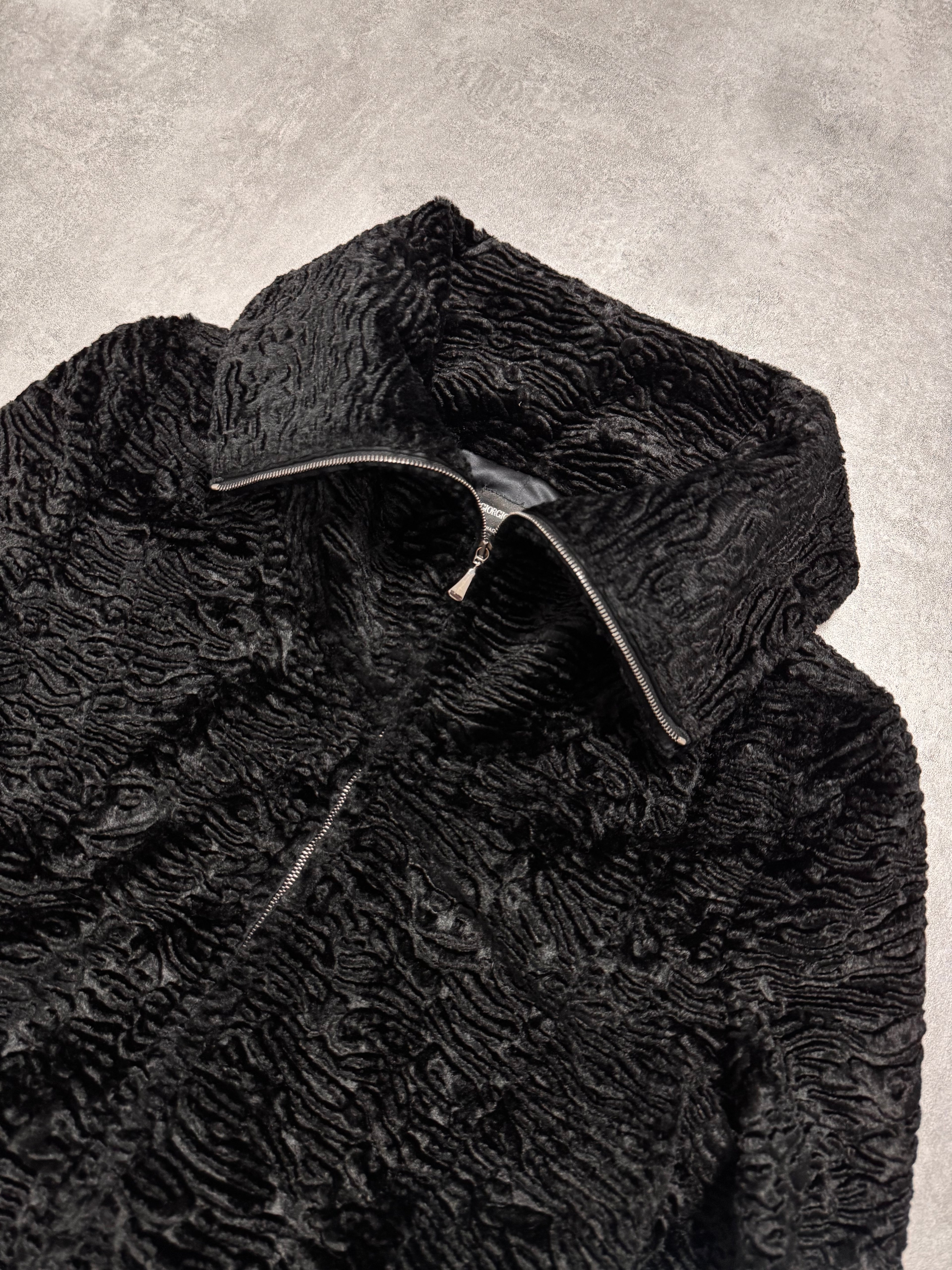 2000s Giorgio Armani Astrakan Sheep Fur Hight Neck Jacket