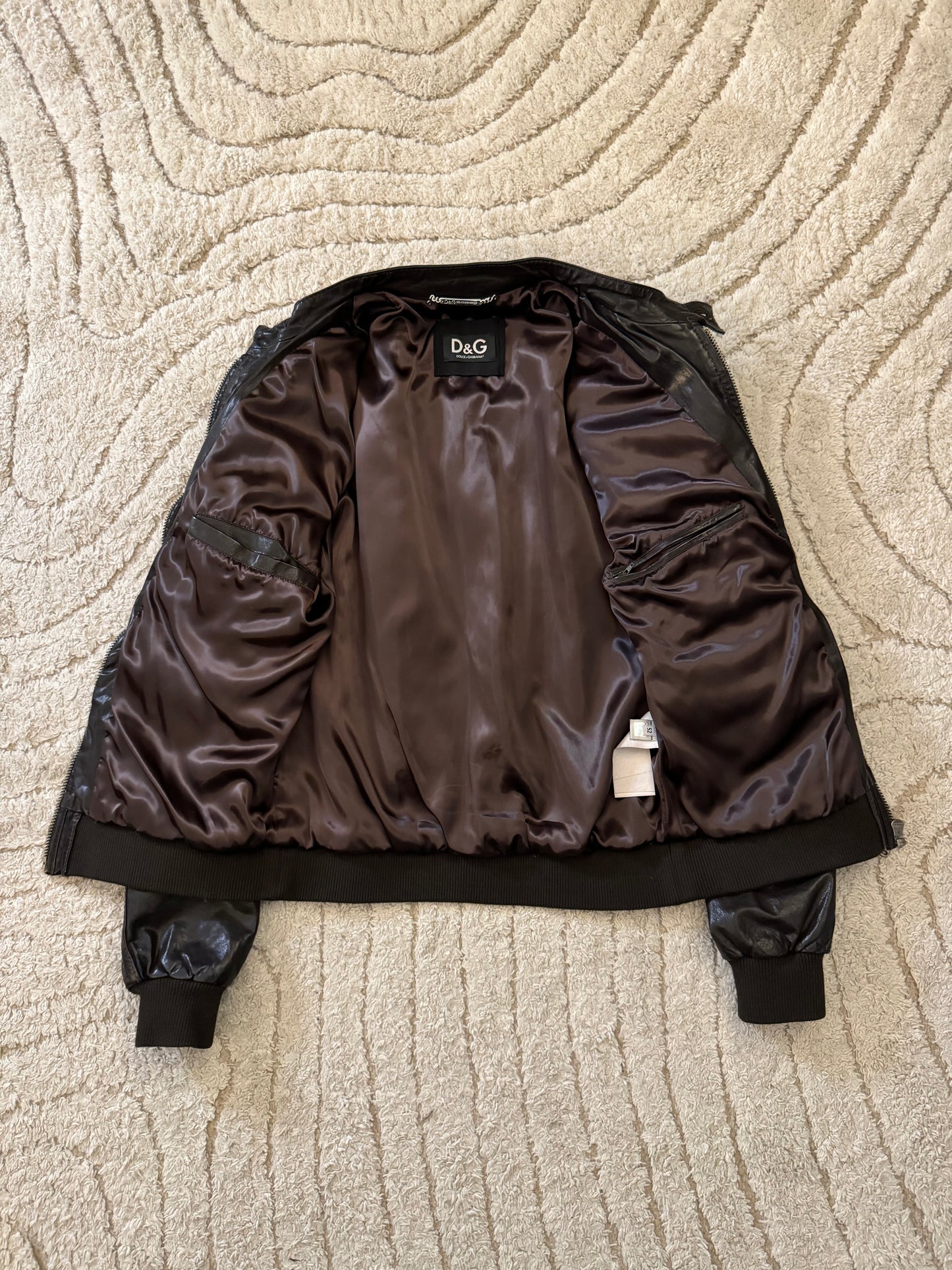 AW04 Dolce & Gabbana Army Multi-Pocket Leather Jacket (M)