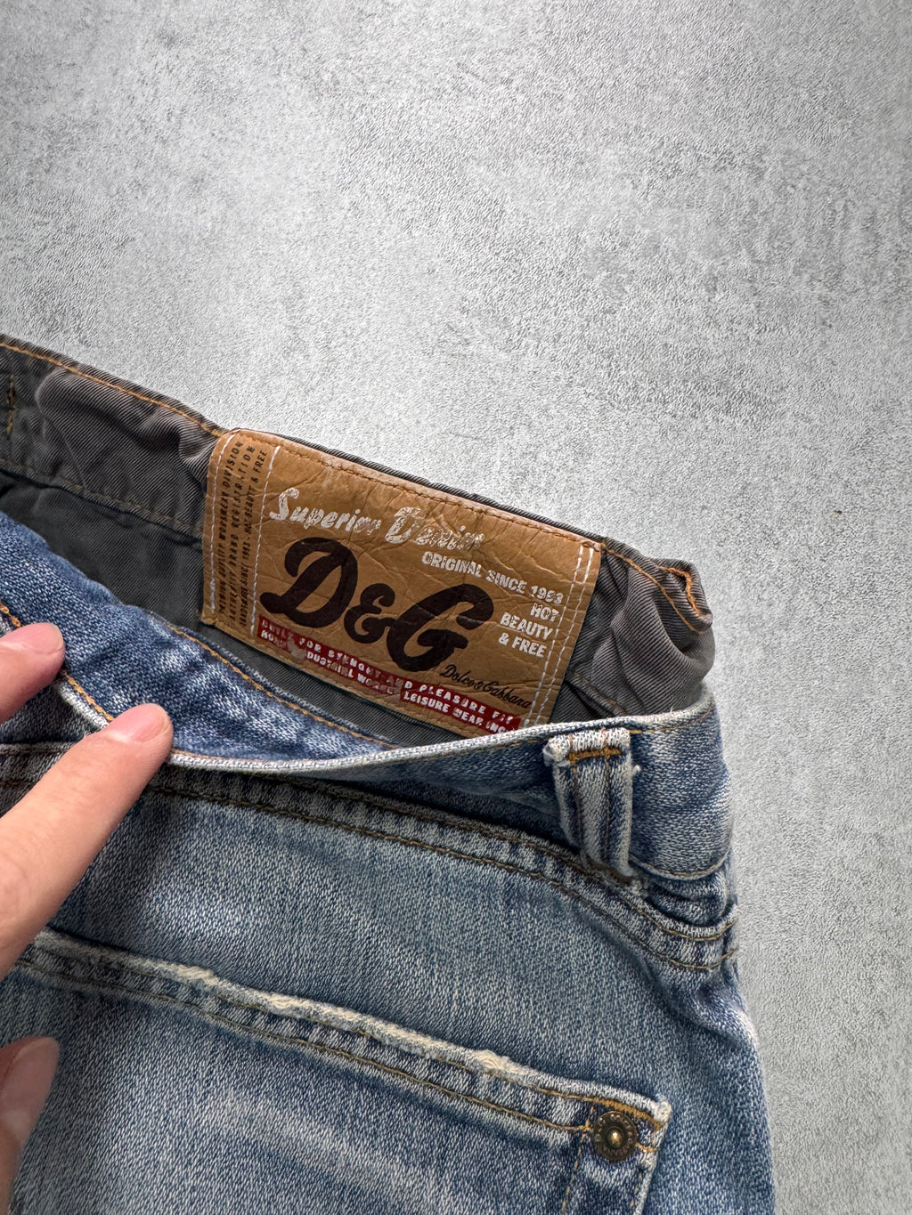 AW2003 Dolce & Gabbana Double-Waisted Sun Faded Denim Cargo Jeans