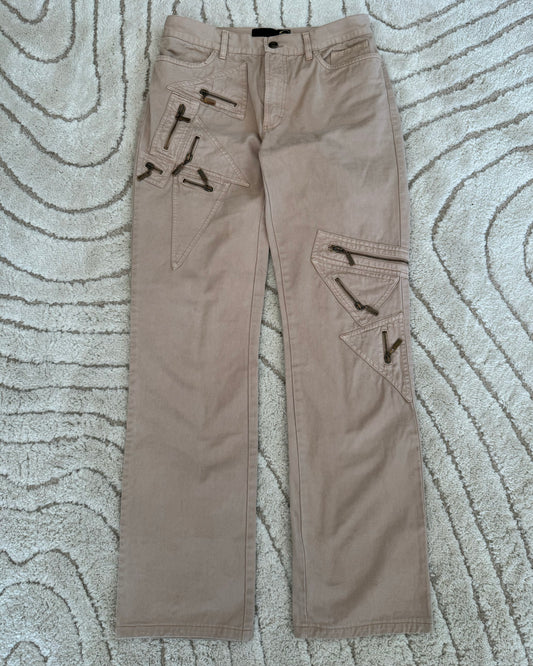 SS2005 Cavalli Geometrical Zipped Pockets Pants (S)