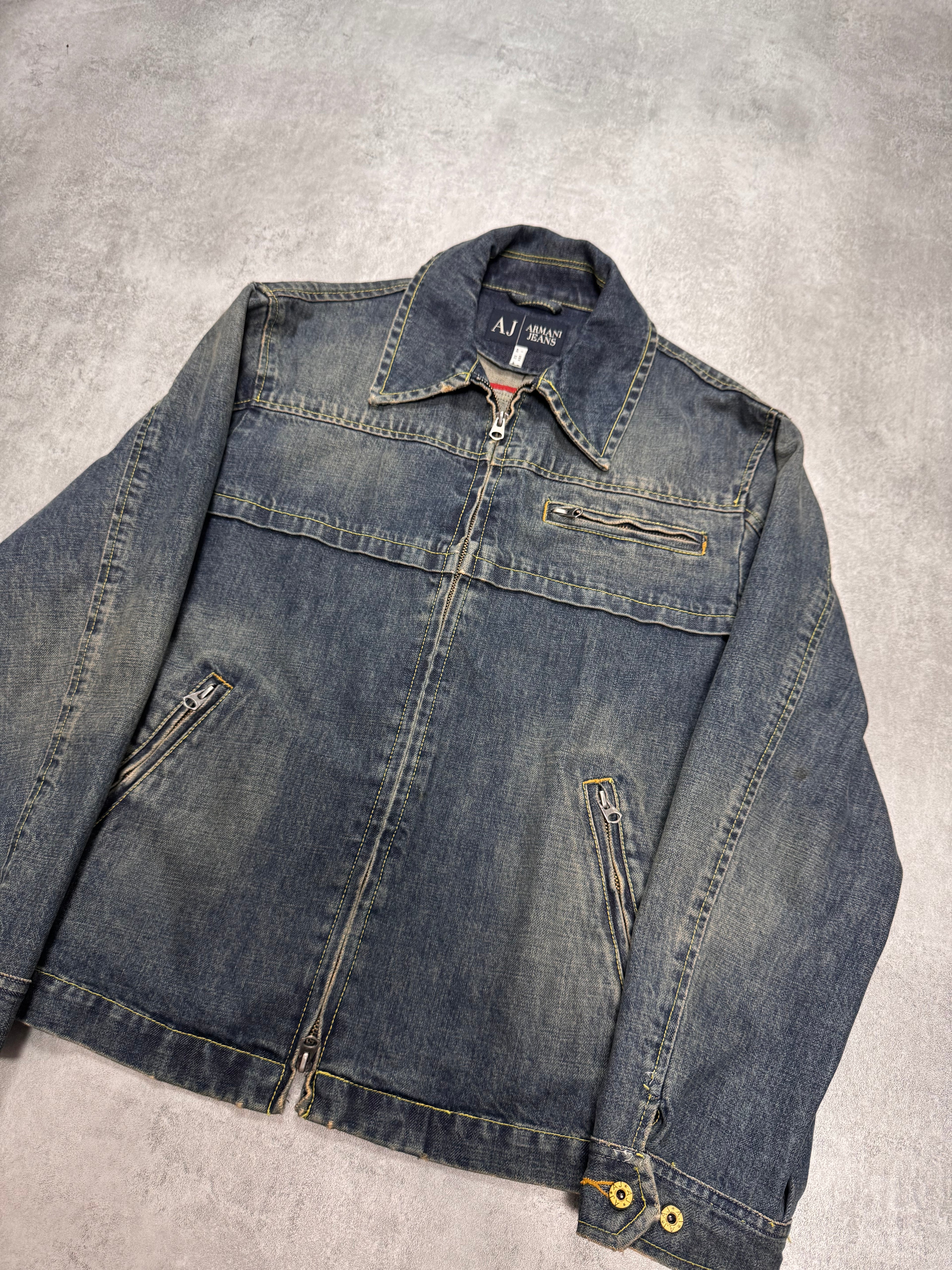 2000s Armani Structured Blue Denim Jacket