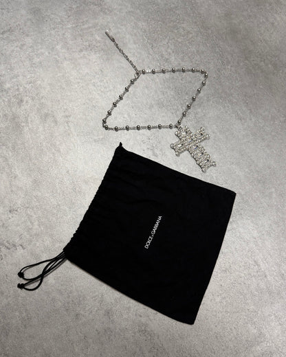 Dolce & Gabbana Cristal Sliver Cross Necklace (OS)