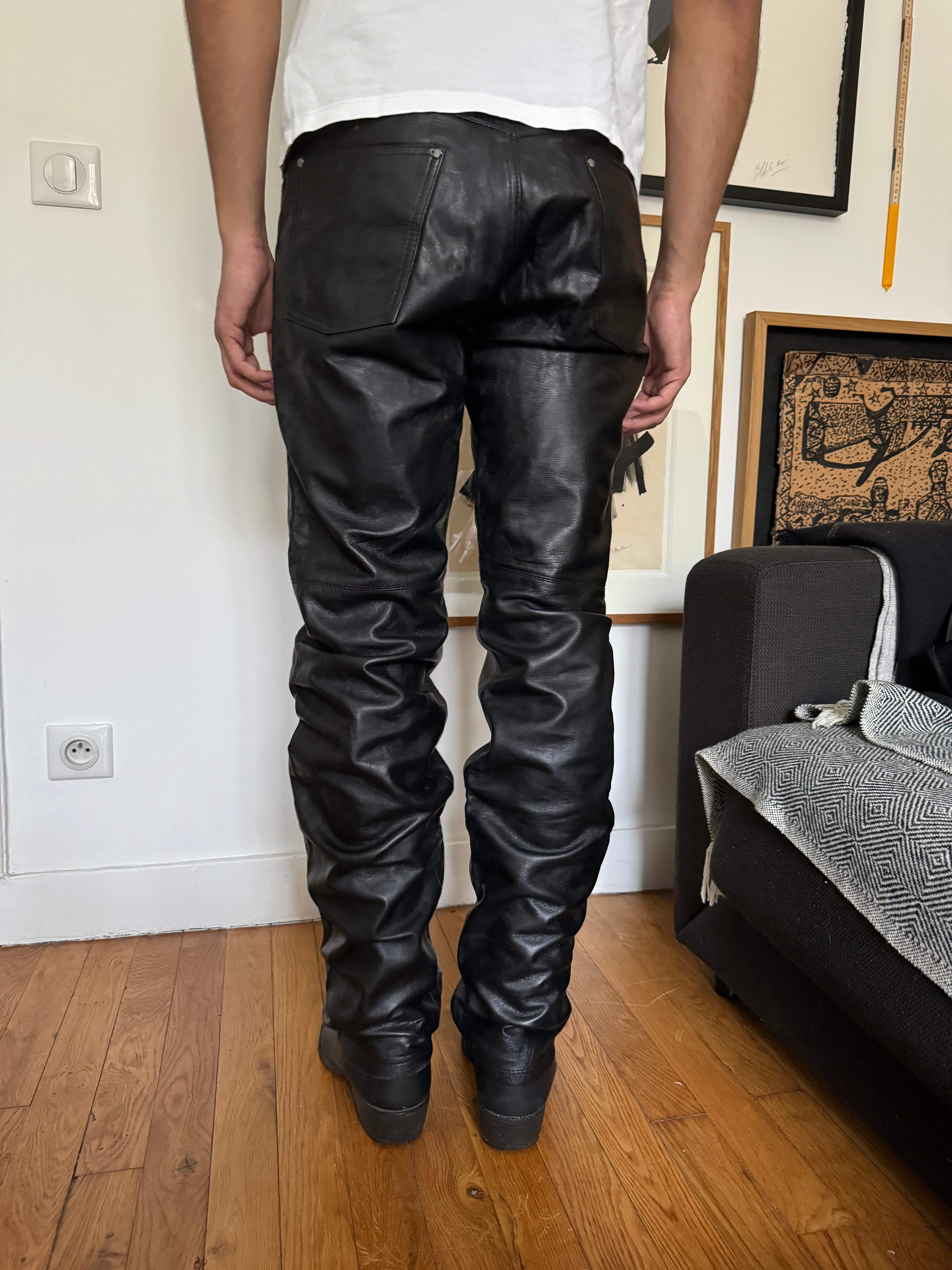2000s Versace Black Leather Pants