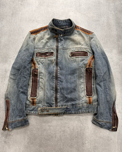 AW2005 Dolce & Gabbana Biker Hybrid Denim Jacket (M)