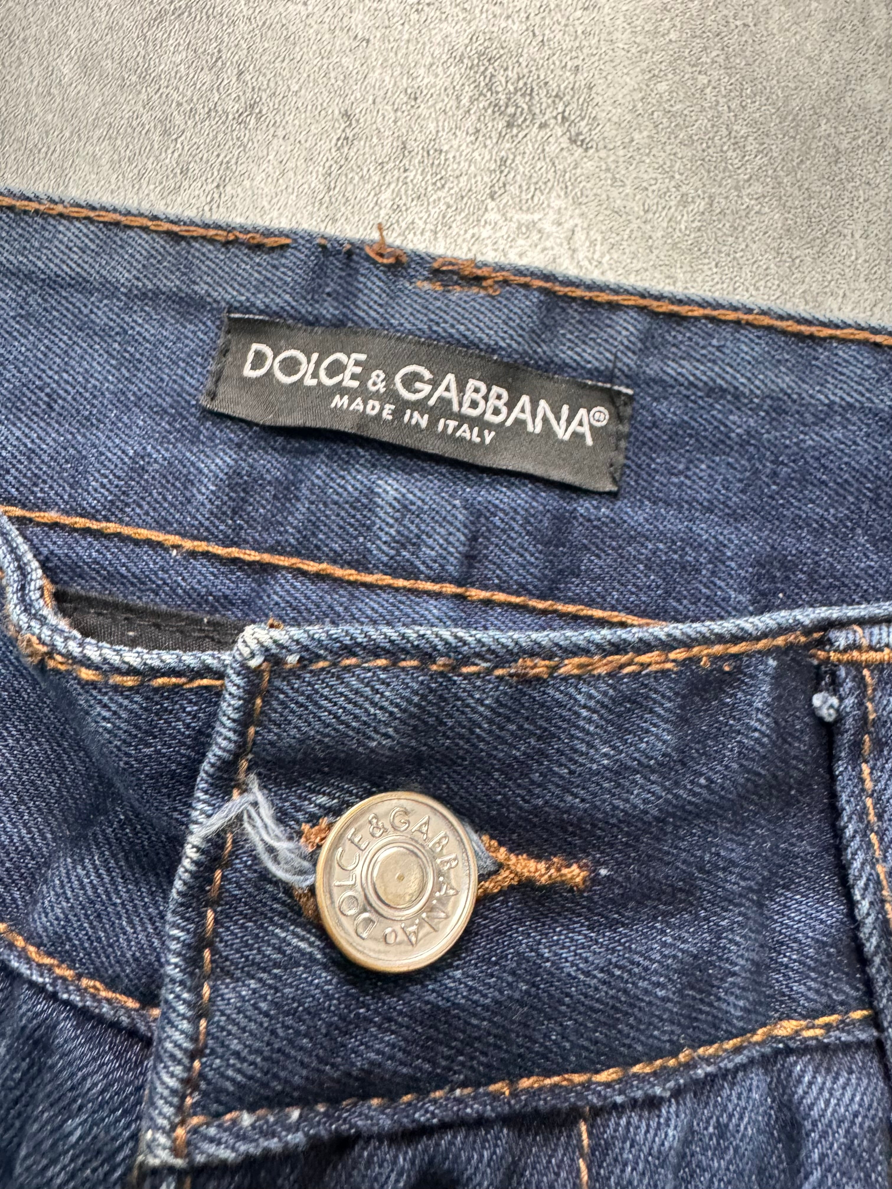 2000s Dolce & Gabbana Rectagular Distressed Denim Jeans