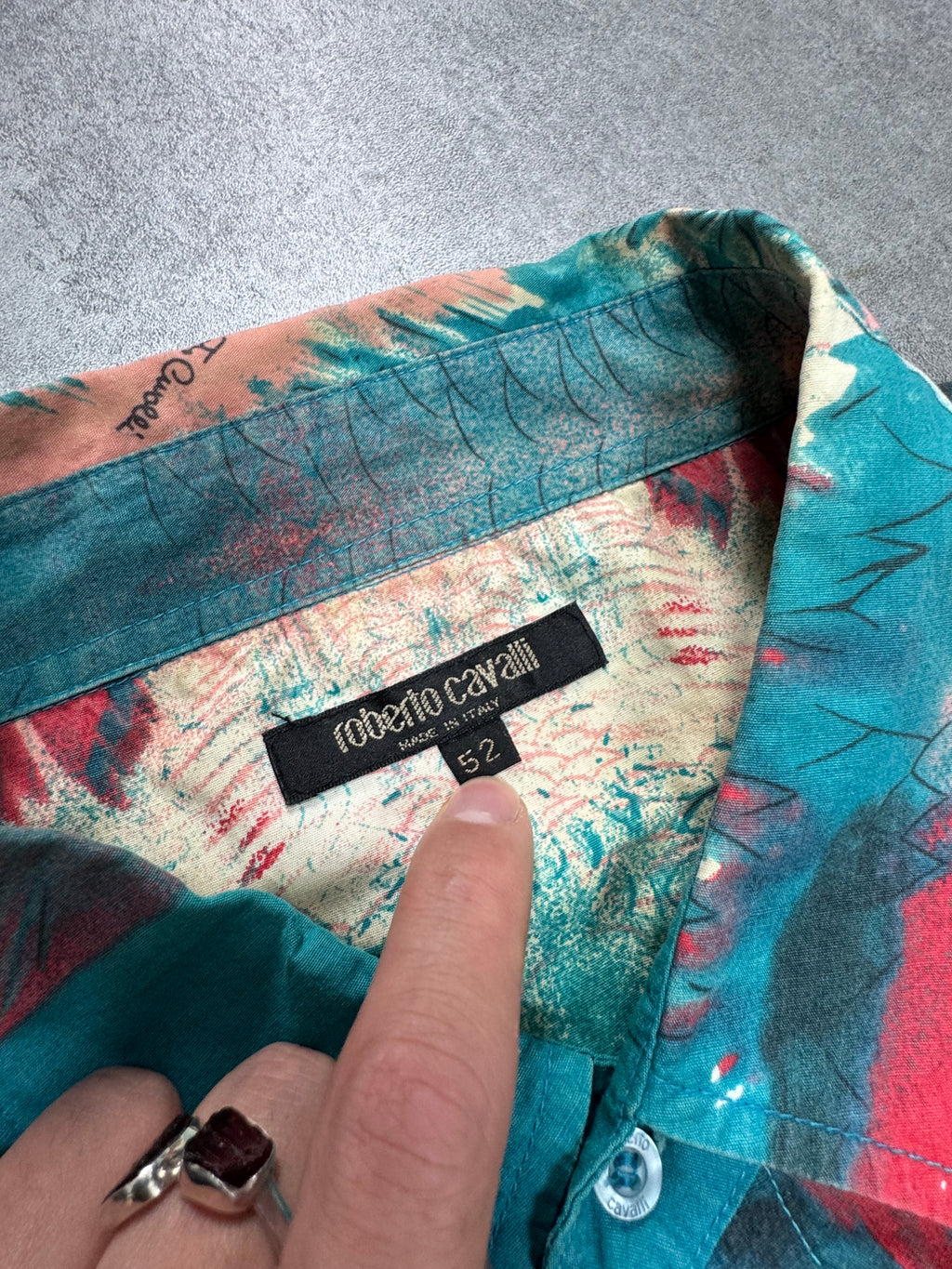 2000s Roberto Cavalli Volcano Aqua Blue Shirt