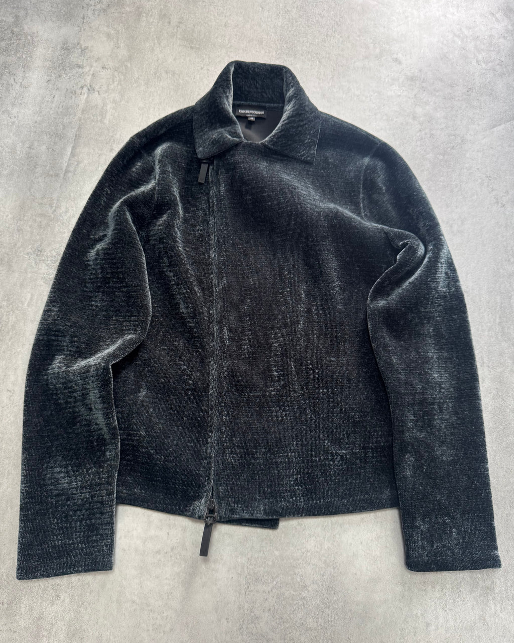 Emporio Armani Viscose Navy Greay Asymmetrical Jacket