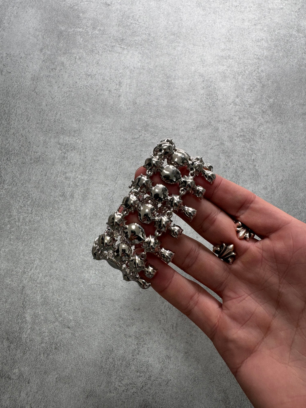 1990s Givenchy Royal Crystal Reversible Stainless Steel Bracelet (OS)