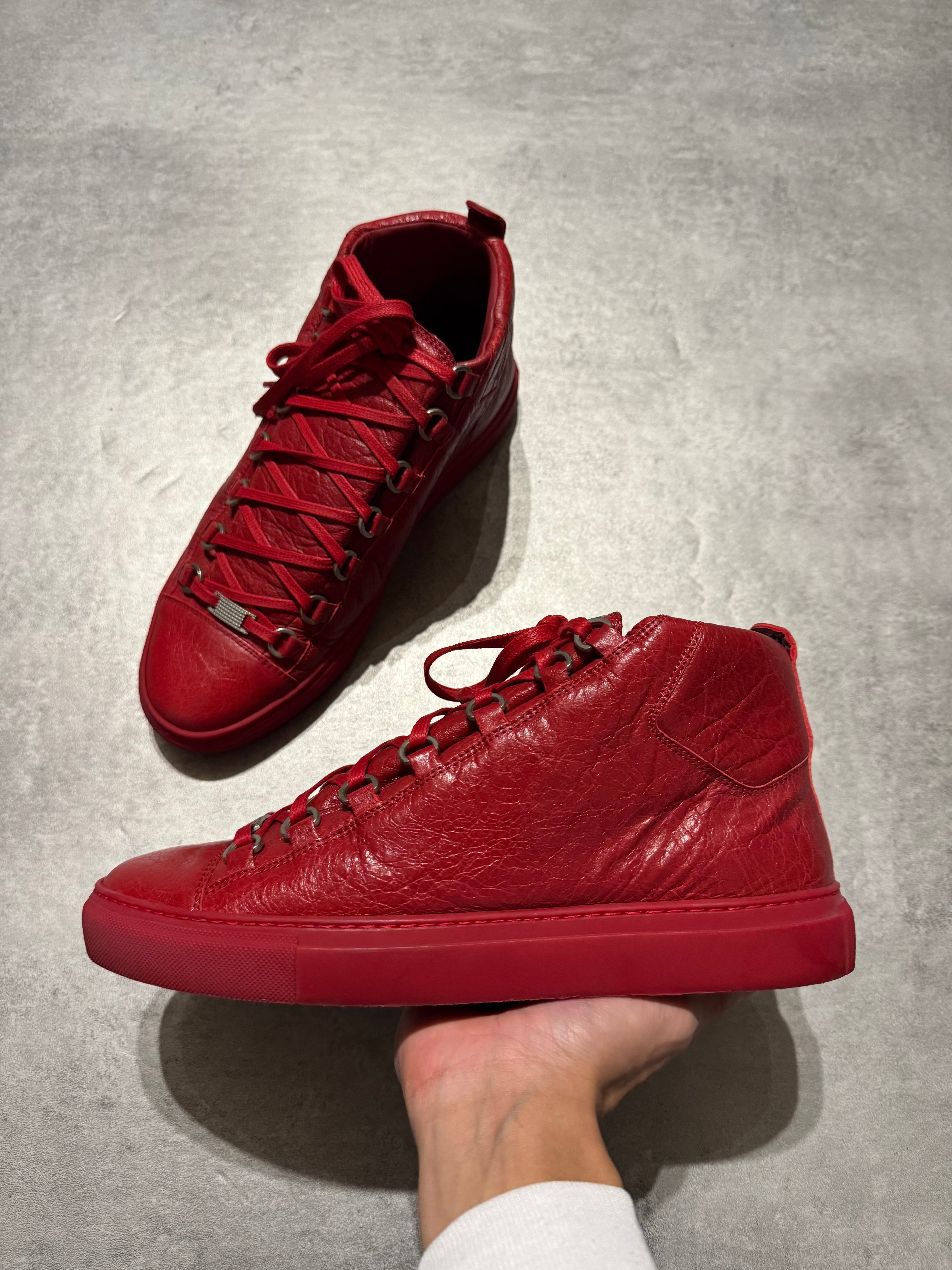 Balenciaga Arena Red High Top Leather Sneakers (41,5eu/us8)