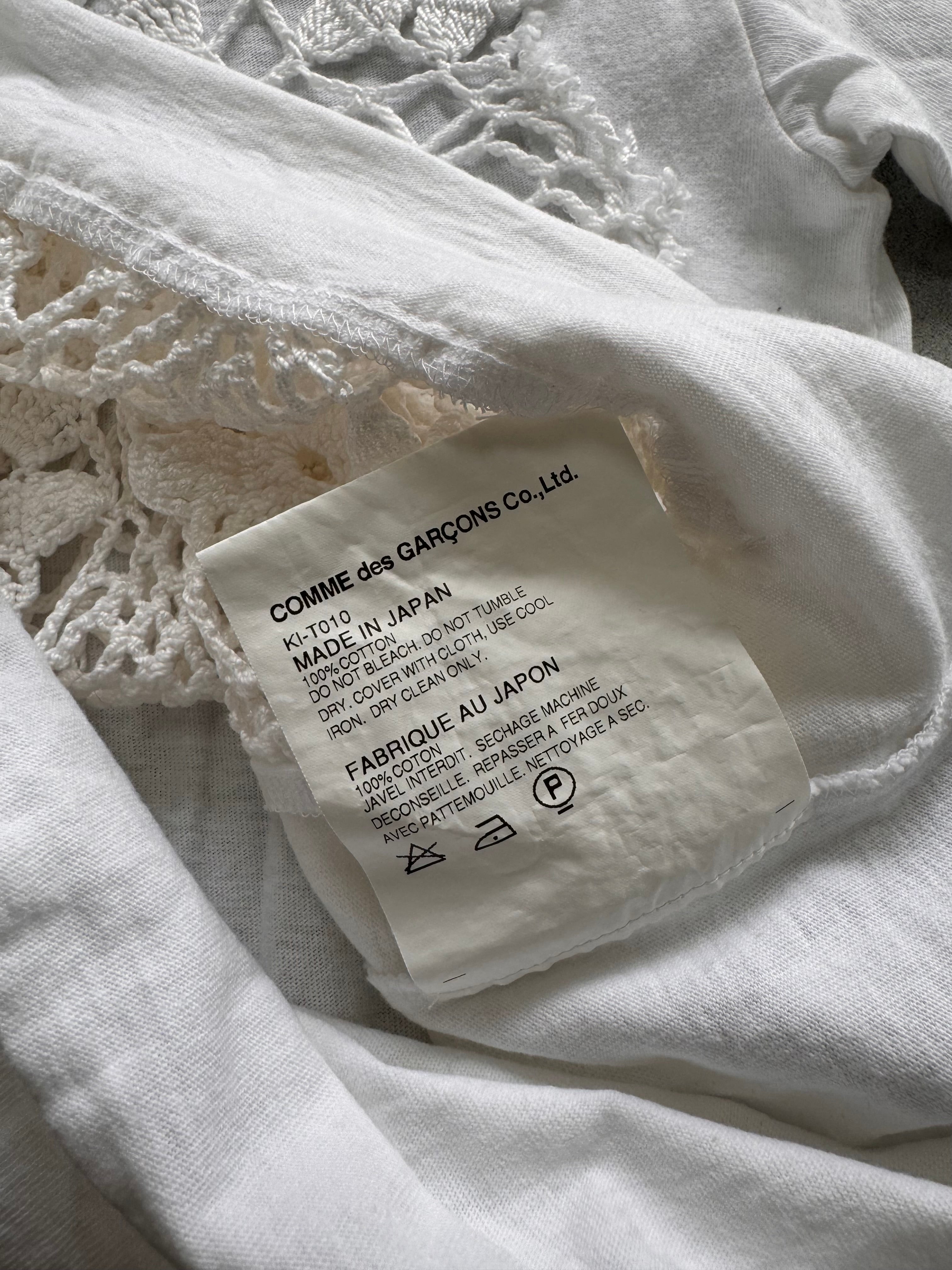 Comme Des Garçons White Floral Tricot Tee