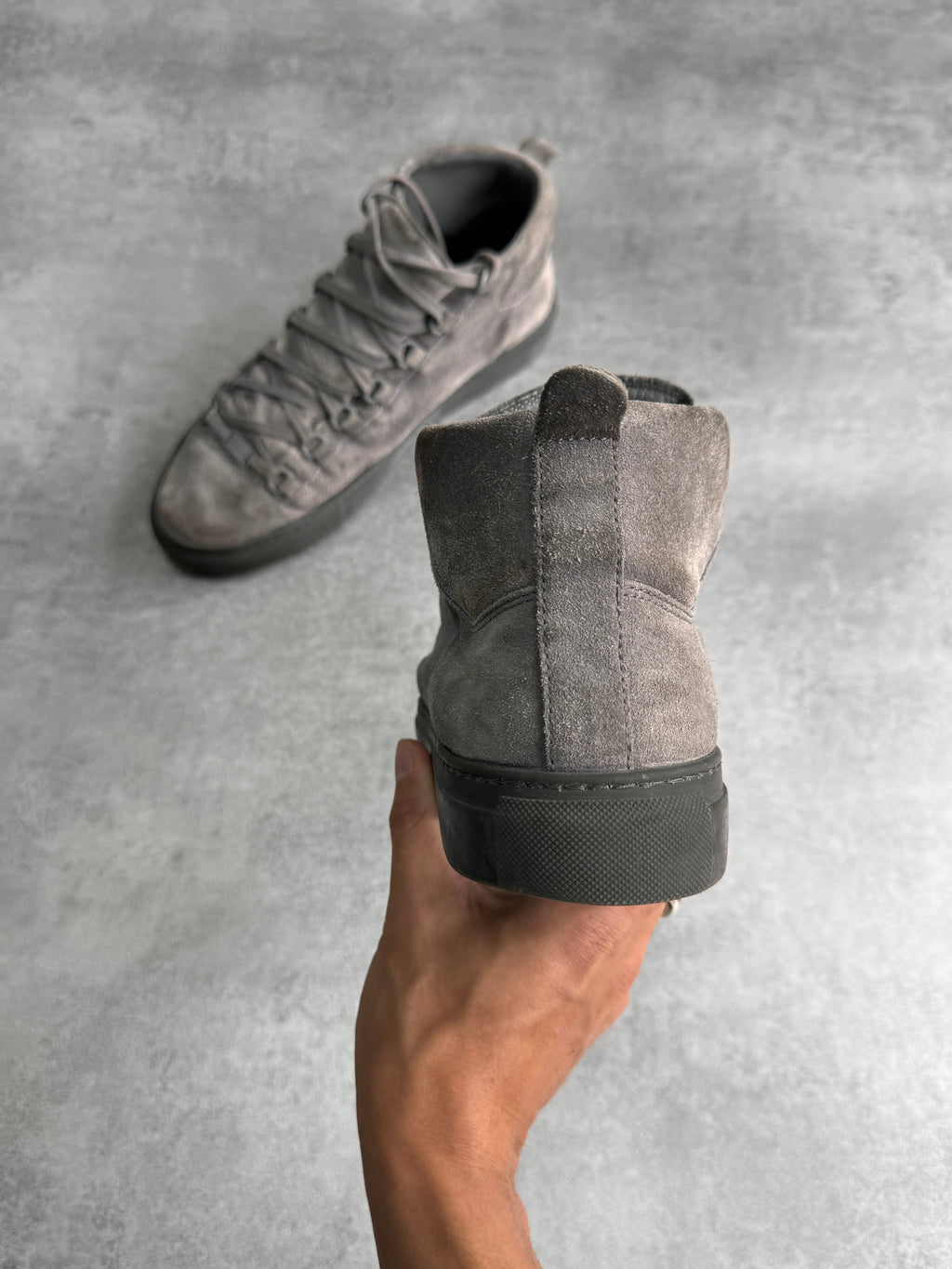 Balenciaga Arena High Grey Suede Leather Sneakers