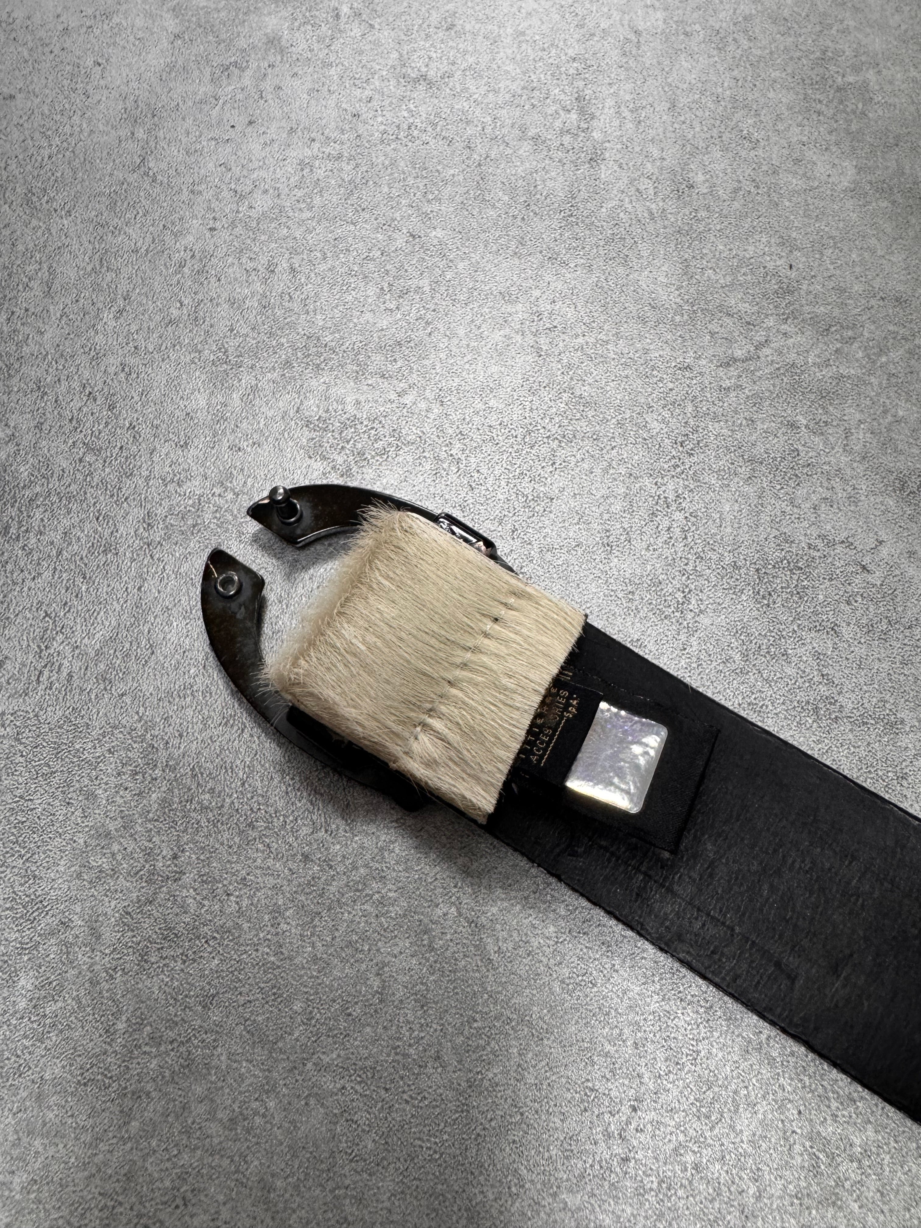 Cavalli White Pony Hair Leather Belt