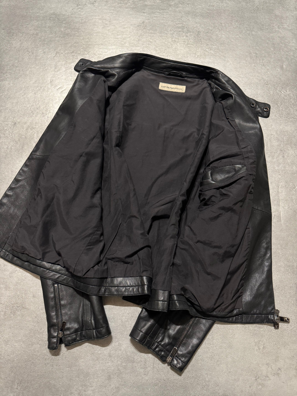 AW2005 Emporio Armani Biker Black Leather Jacket