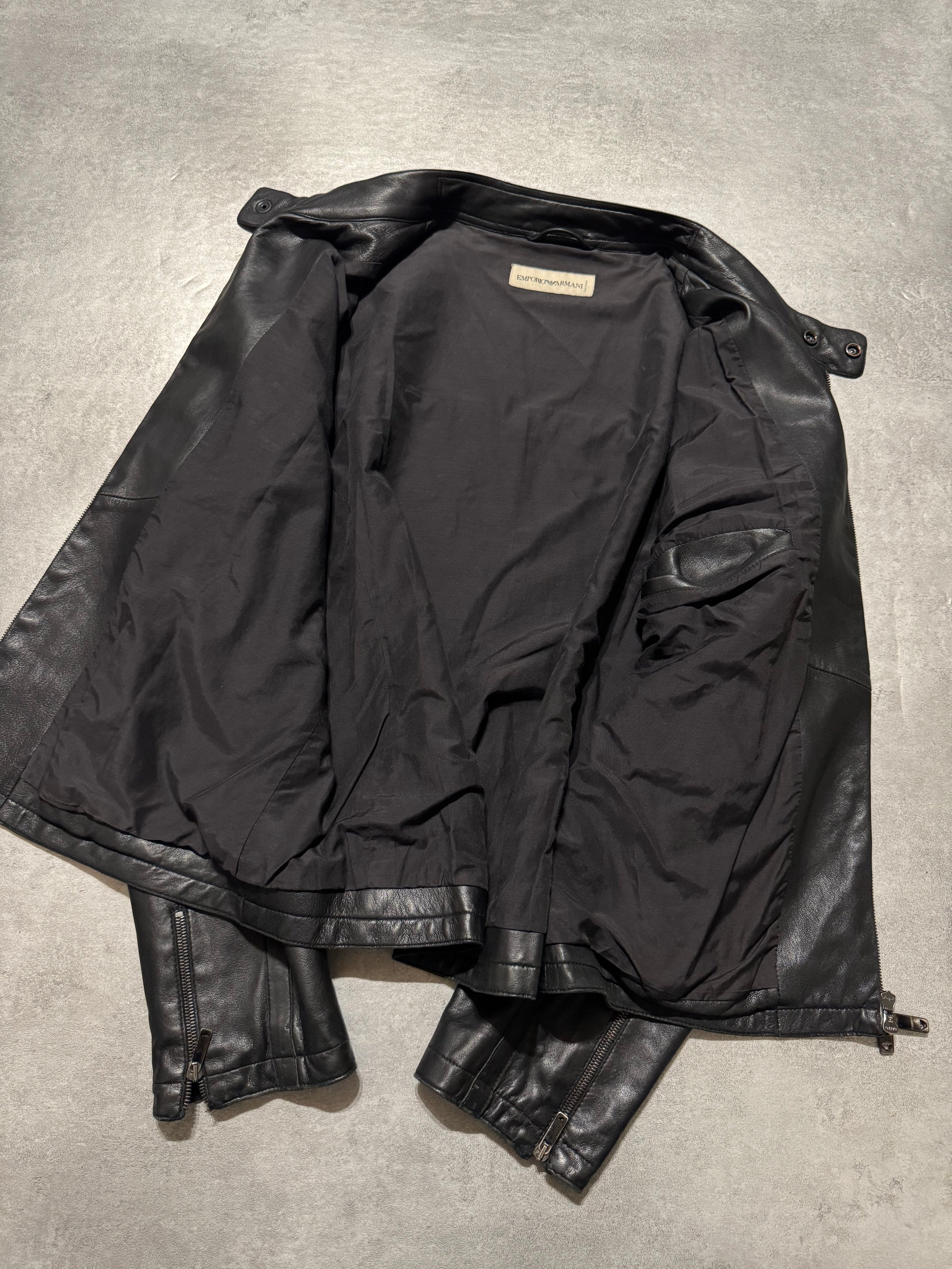 AW2005 Emporio Armani Biker Black Leather Jacket