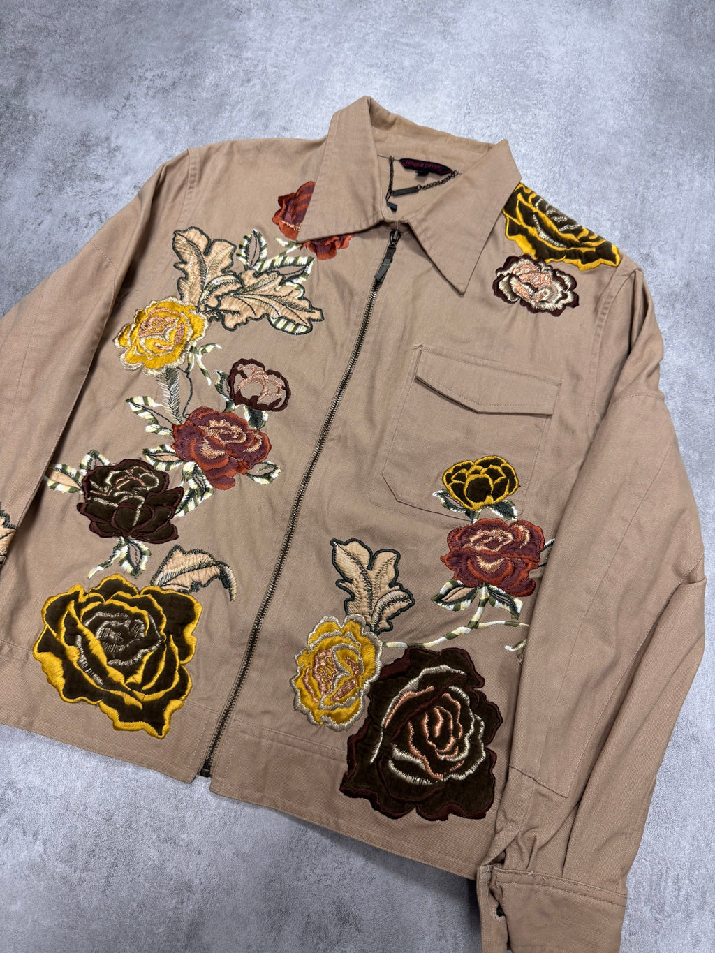 Roberto Cavalli Embroided Flowers Beige Jacket