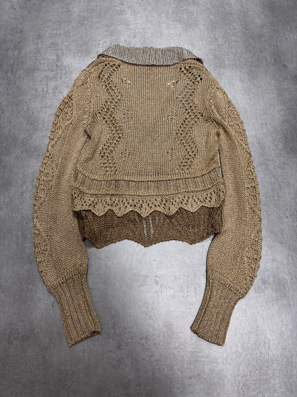 FW2007 Cavalli Golden Cropped V-Neck Sweater