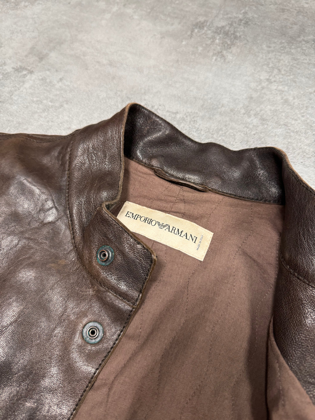 FW2006 Emporio Armani Brut Leather Bomber Jacket (M/L)