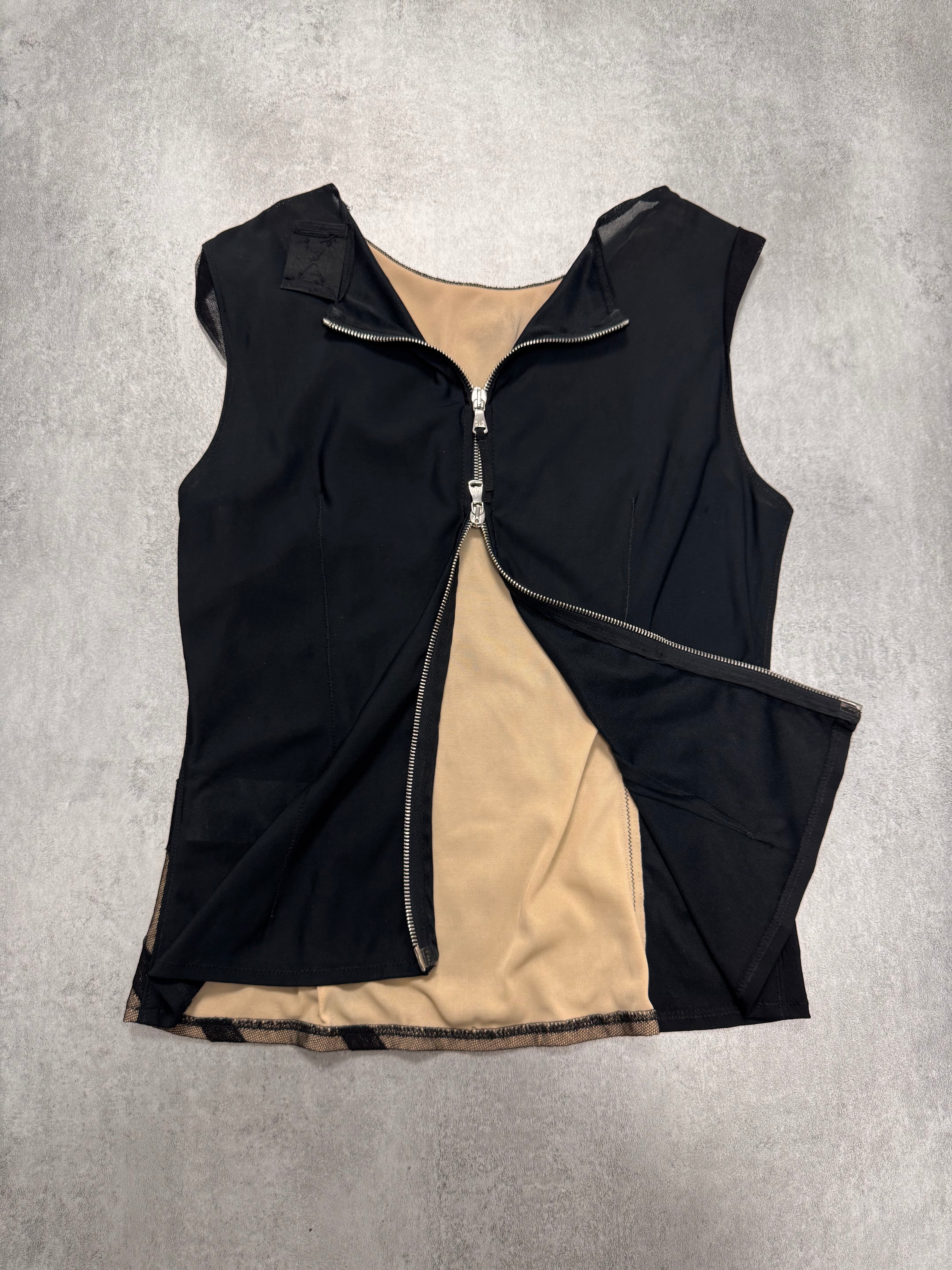 Dolce & Gabbana Black Sun Mesh Sleeveless Top