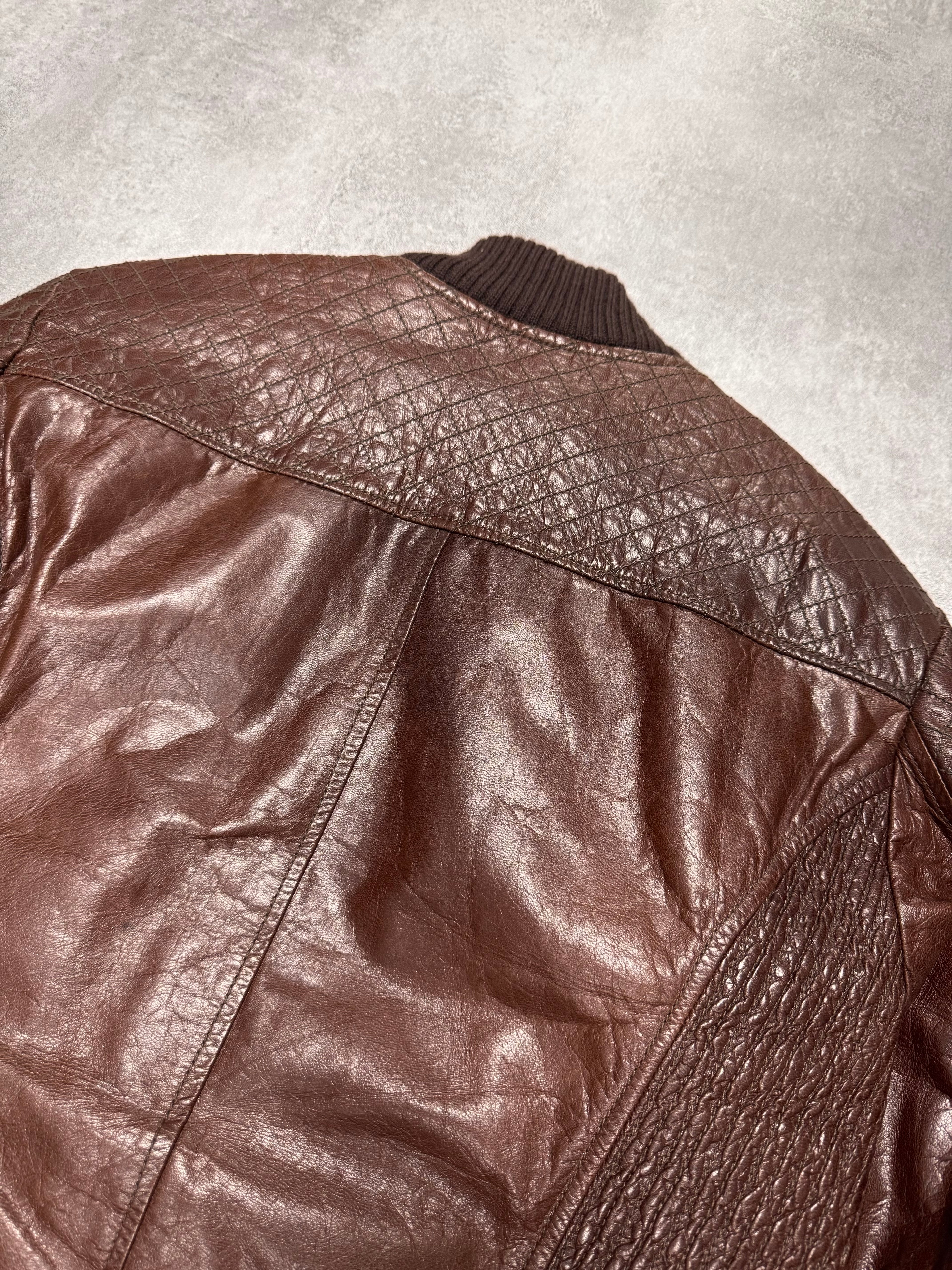 AW2008 Cavalli Brown Leather Bomber Jacket