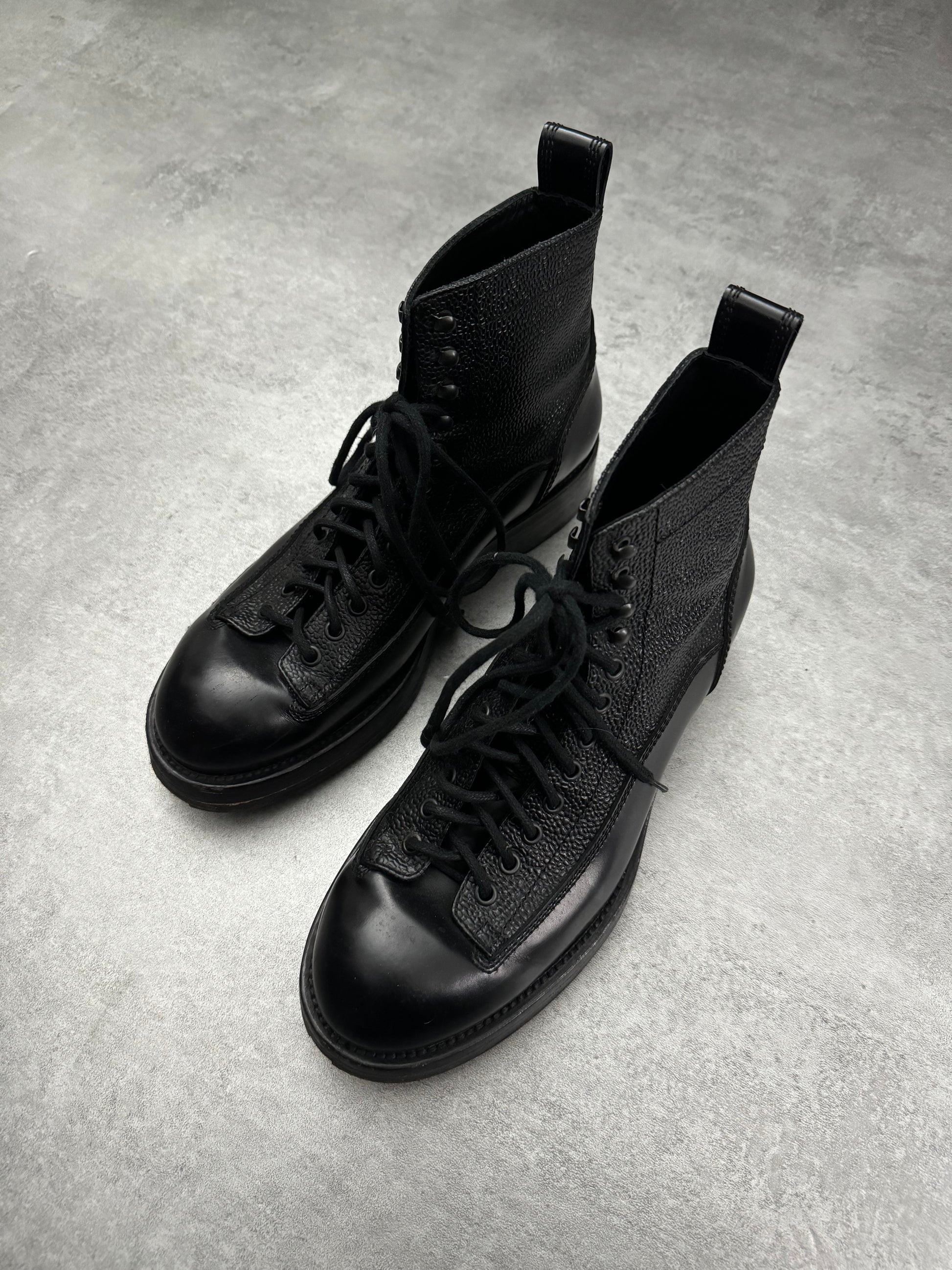 Dsquared2 Black Combat Grained Leather Combat Boots (41) - 8