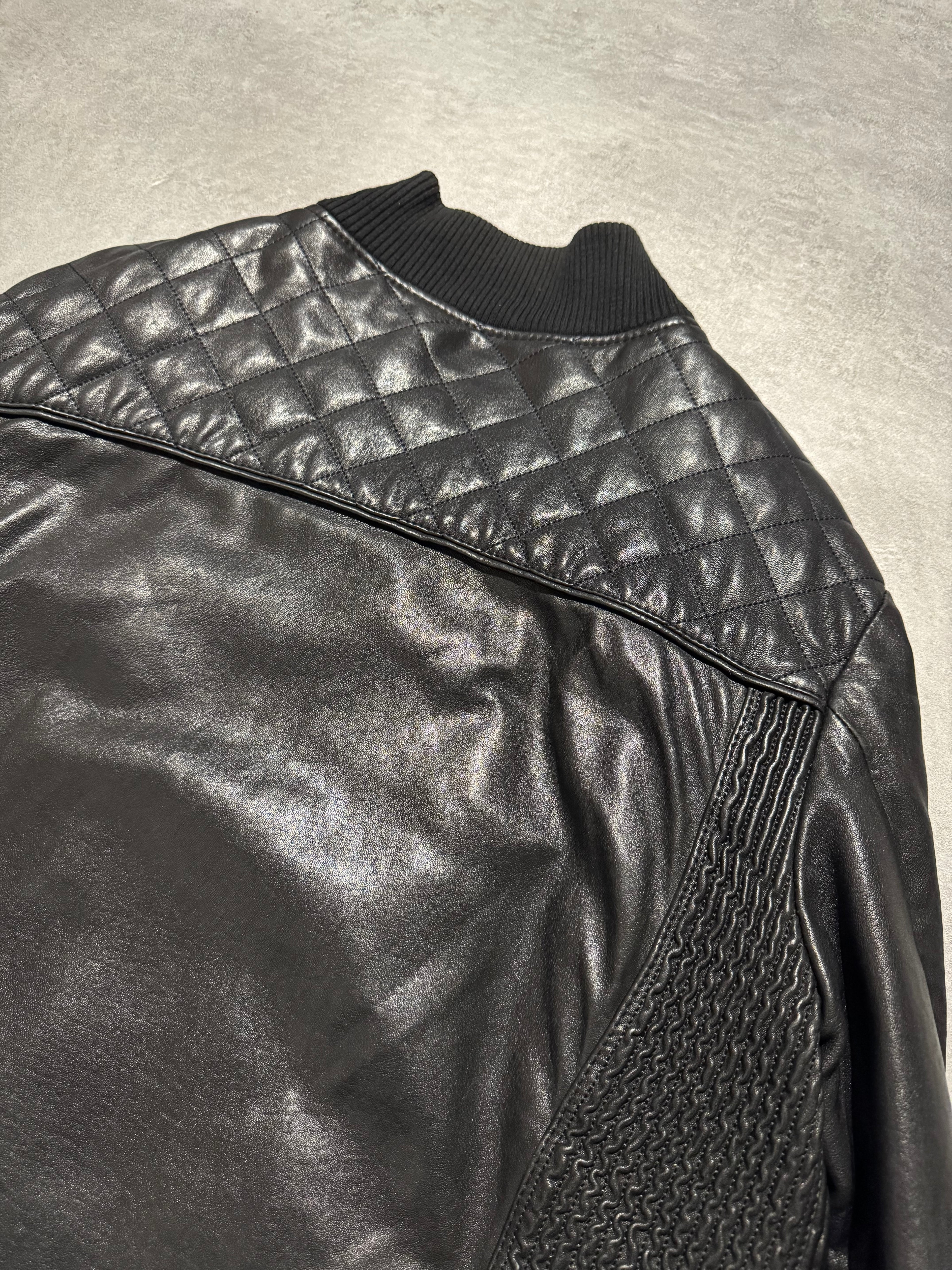 2000s Dolce & Gabbana USA Black Quilted Leather Jacket