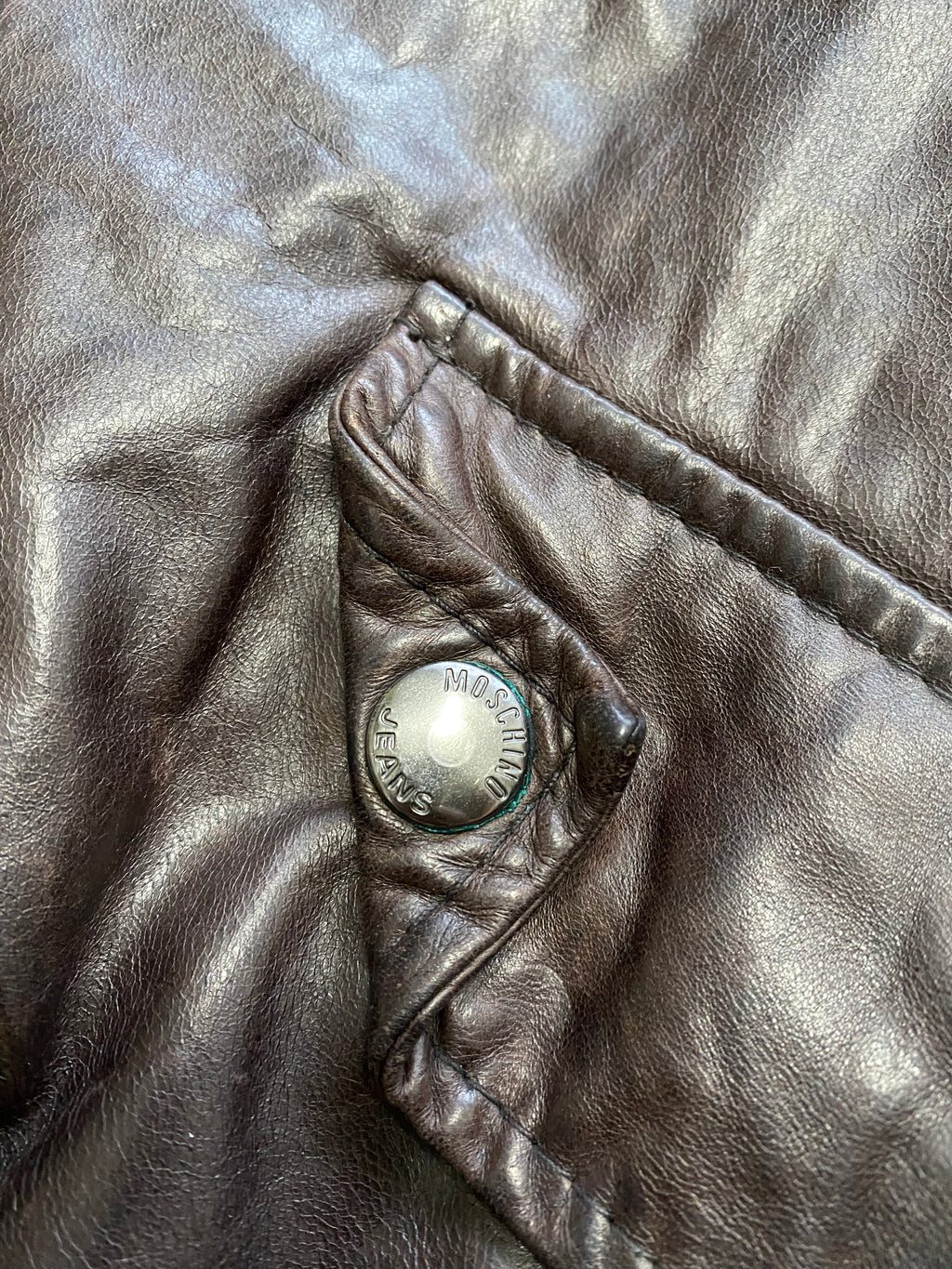 Moschino Simple Brown Leather Jacket