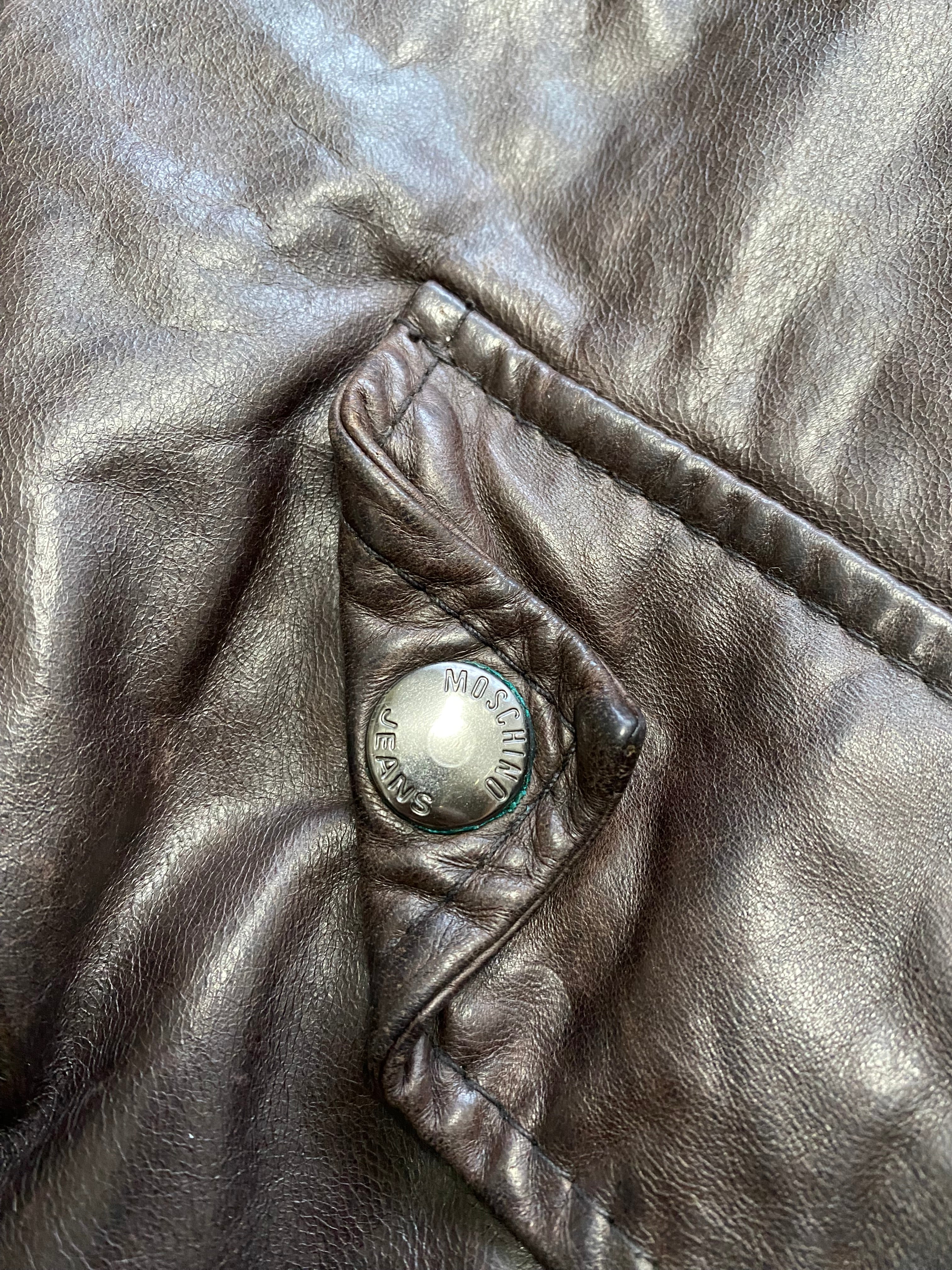 Moschino Simple Brown Leather Jacket