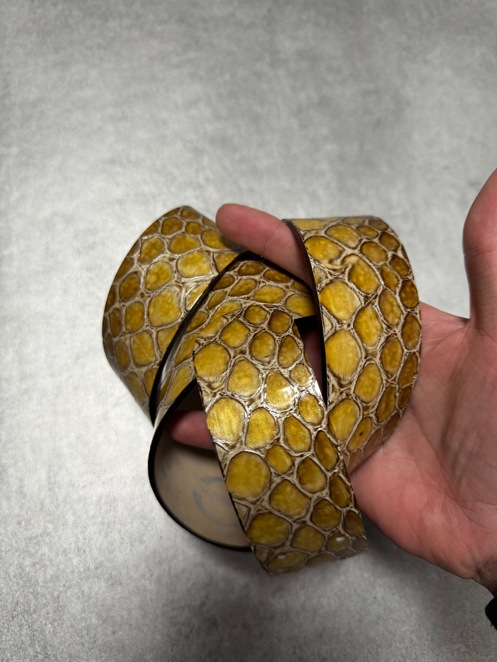 Cavalli Yellow Python Effect Leather Belt