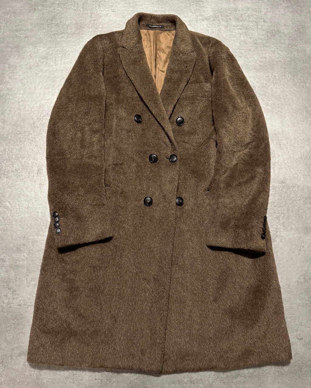 FW2018 Emporio Armani Sartorial Faux Fur Brown Trench Coat
