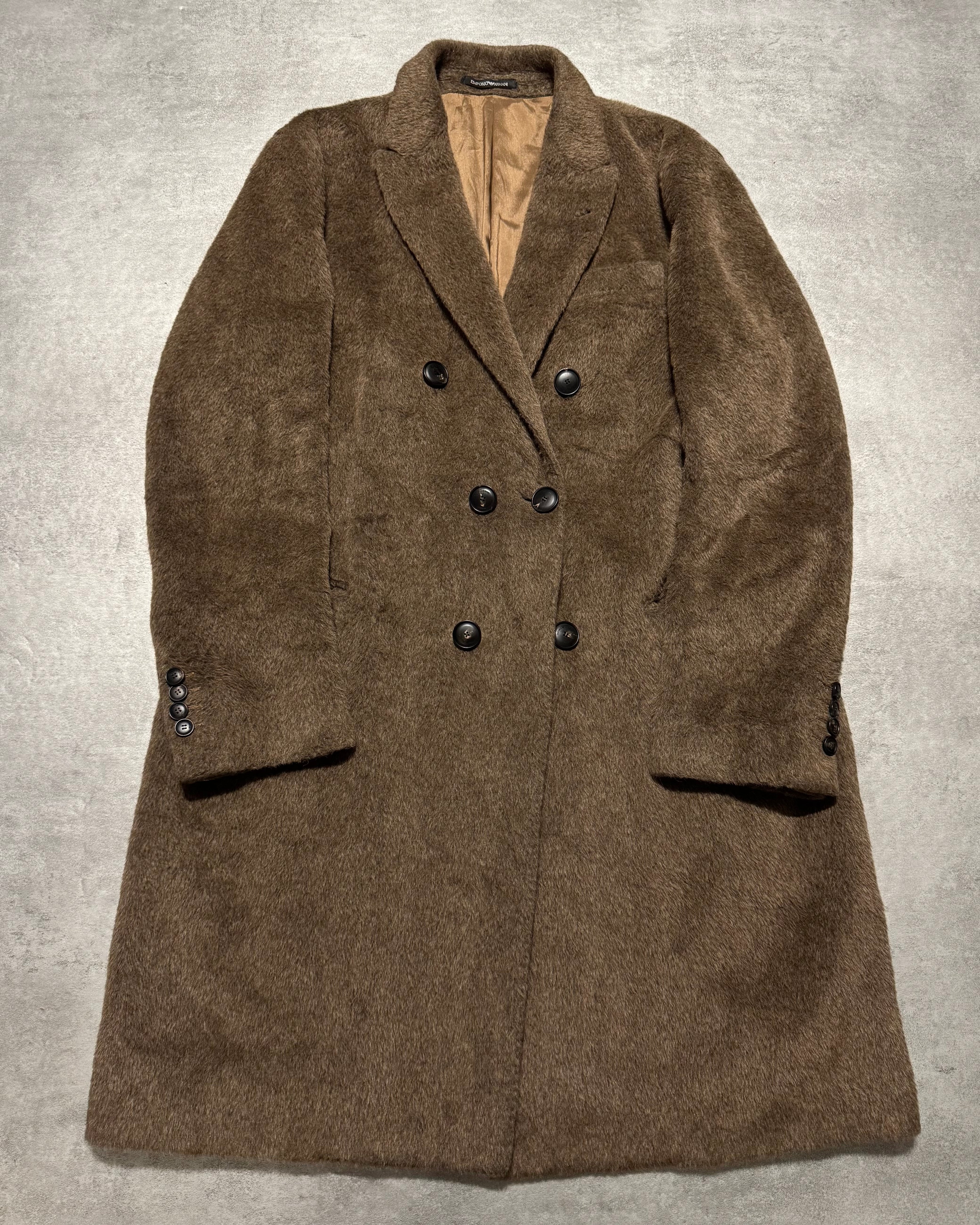 FW2018 Emporio Armani Sartorial Faux Fur Brown Trench Coat