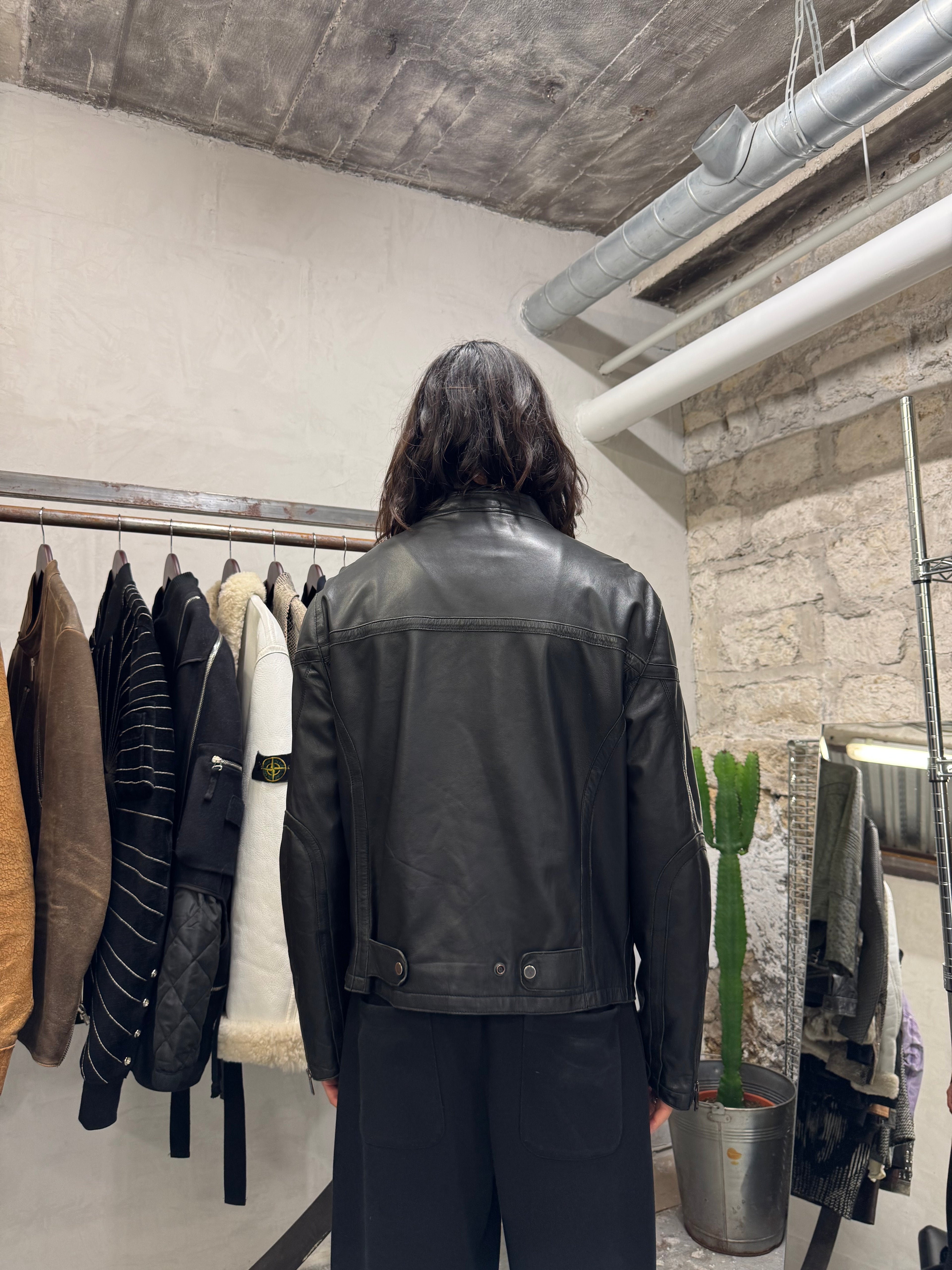 AW2005 Emporio Armani Biker Black Leather Jacket