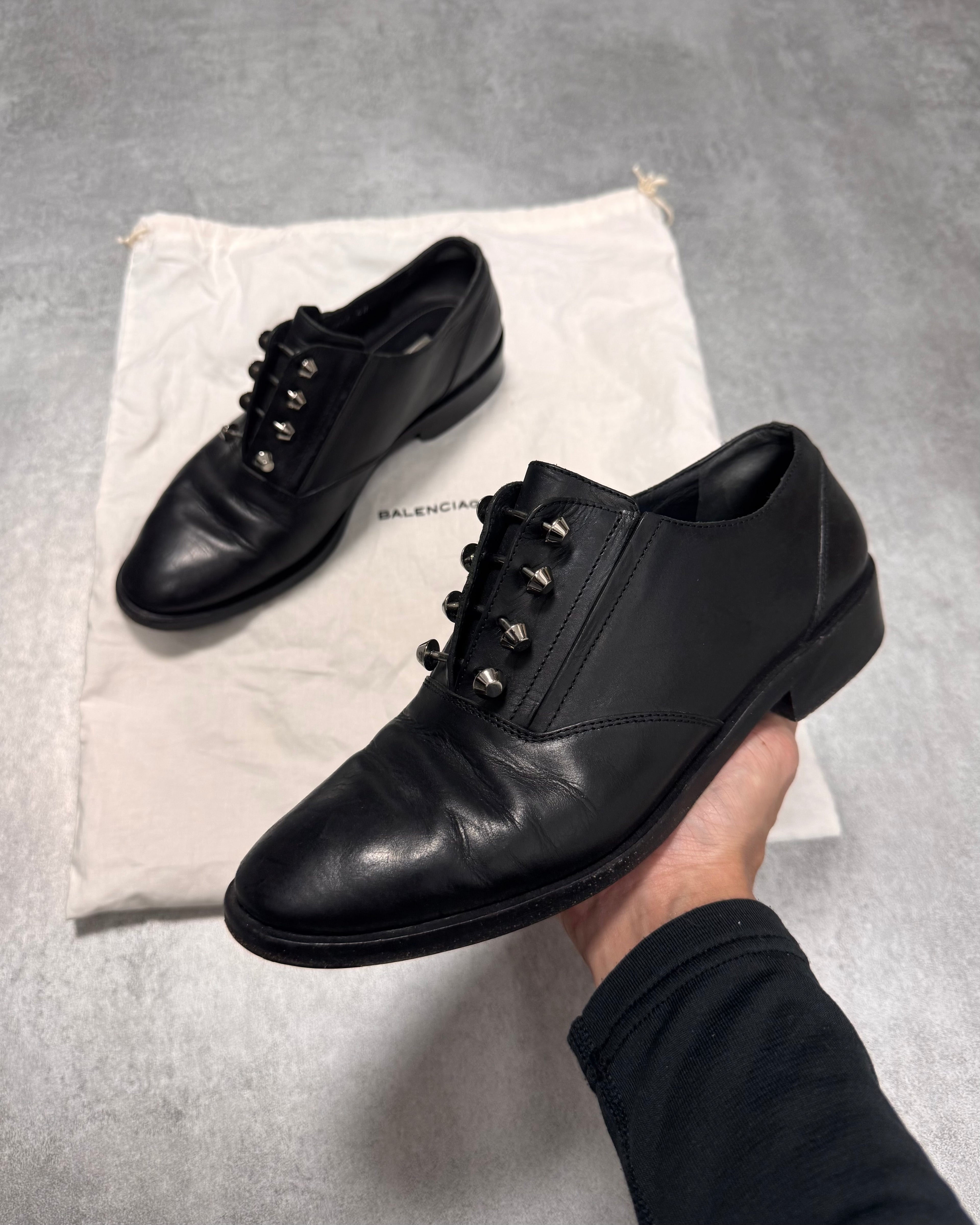 Balenciaga Steel Nails Black Leather Shoes