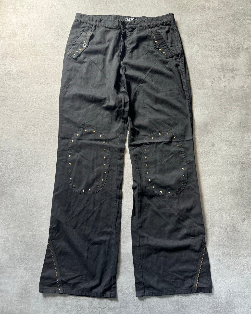 SS2010 Dolce & Gabbana Black Double Knee Cozy Straight Pants (M) - 1