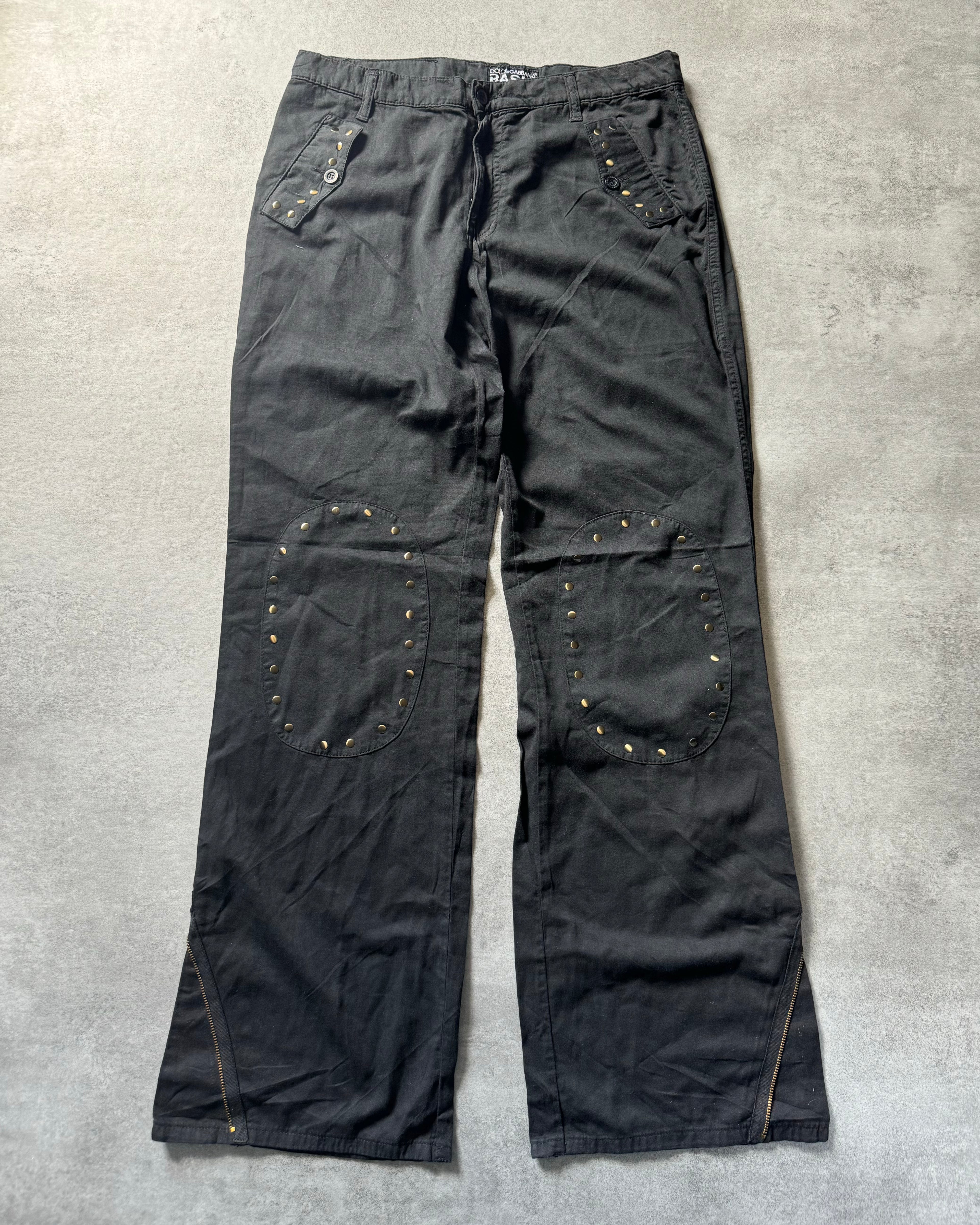 SS2010 Dolce & Gabbana Black Double Knee Cozy Straight Pants (M) - 1