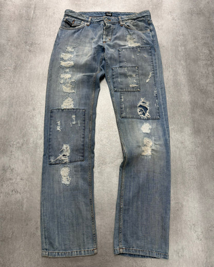 2000s Dolce & Gabbana Patches Blue Denim Jeans (M)