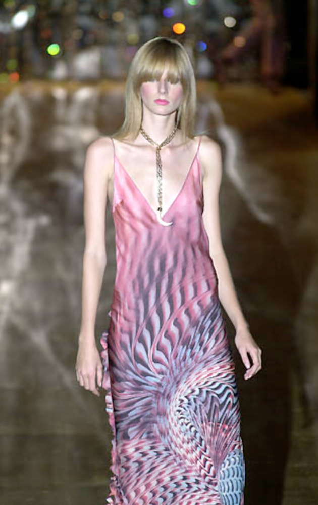 SS2001 Roberto Cavalli Psychadelic Multicolor Silk Puffy Dress (S) - 2