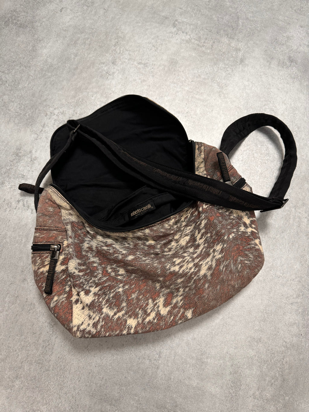FW1999 Roberto Cavalli Furry Cowprint Movement Shoulder Bag