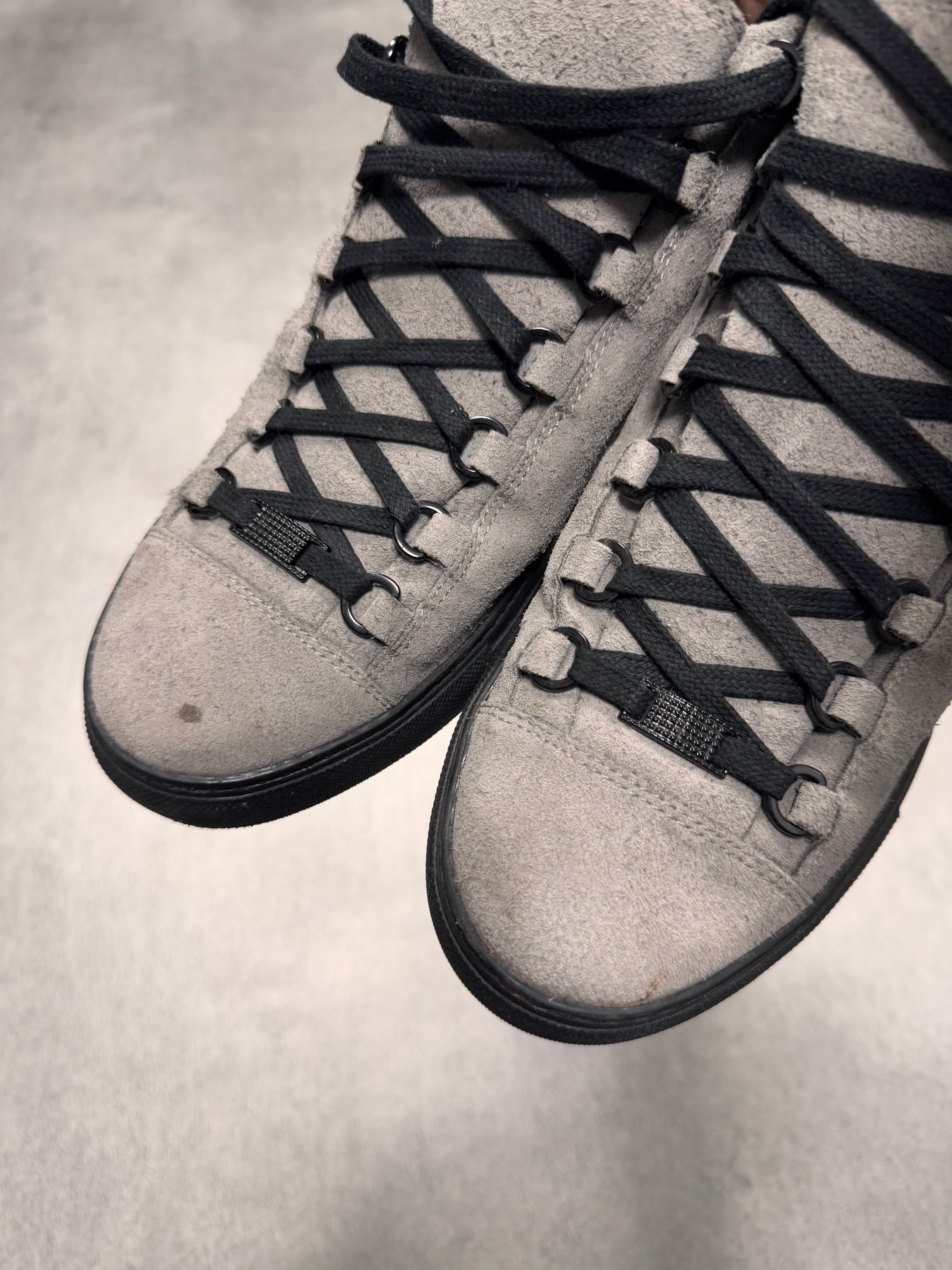 Balenciaga Arena High Grey Suede Leather Sneakers