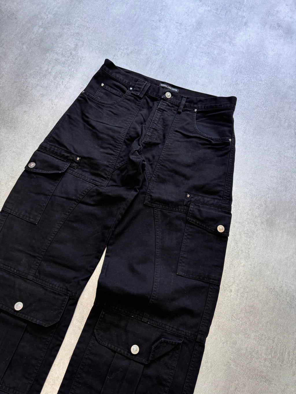 2000s Versace Utility Black Cargo Pants