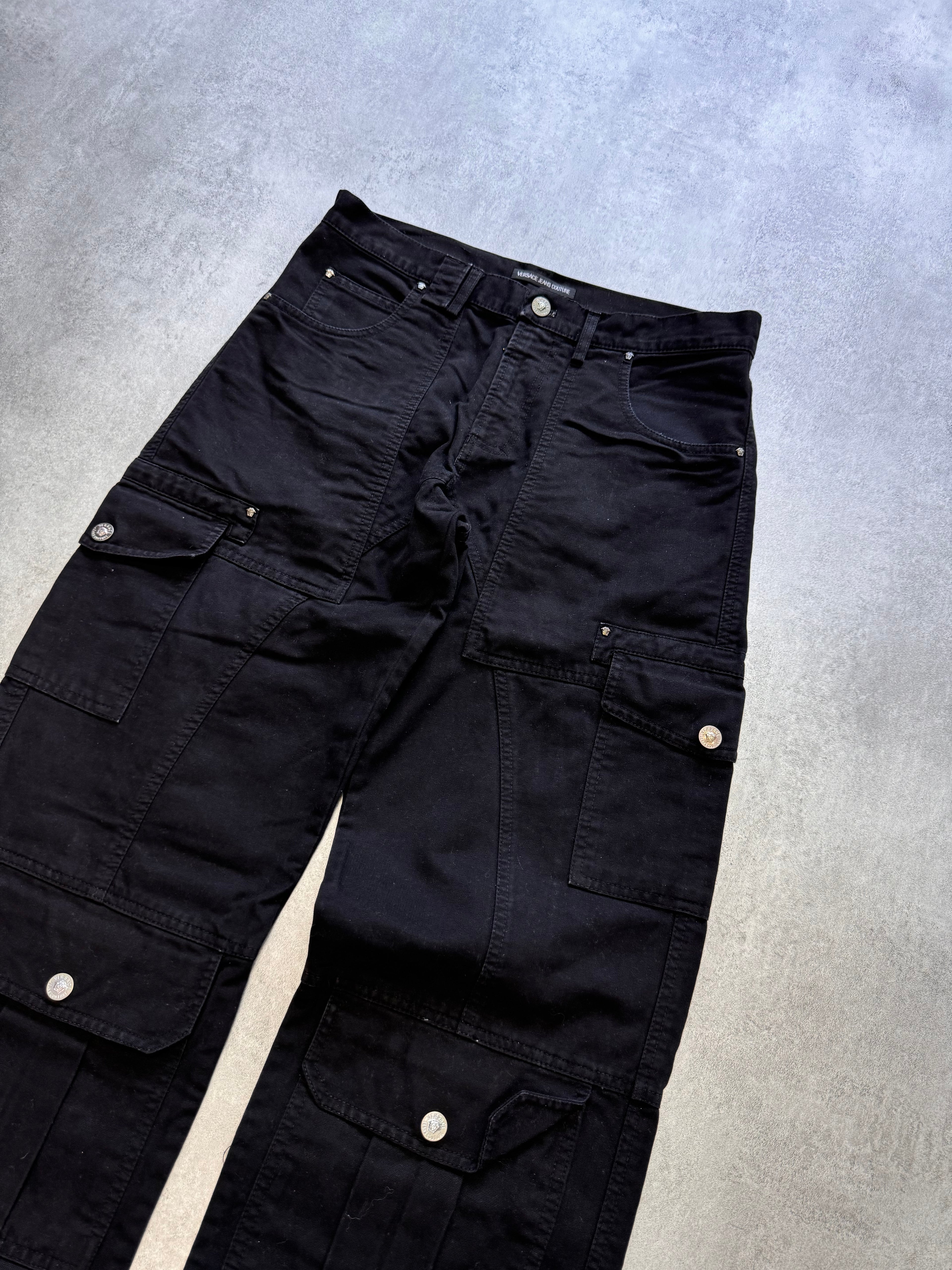 2000s Versace Utility Black Cargo Pants