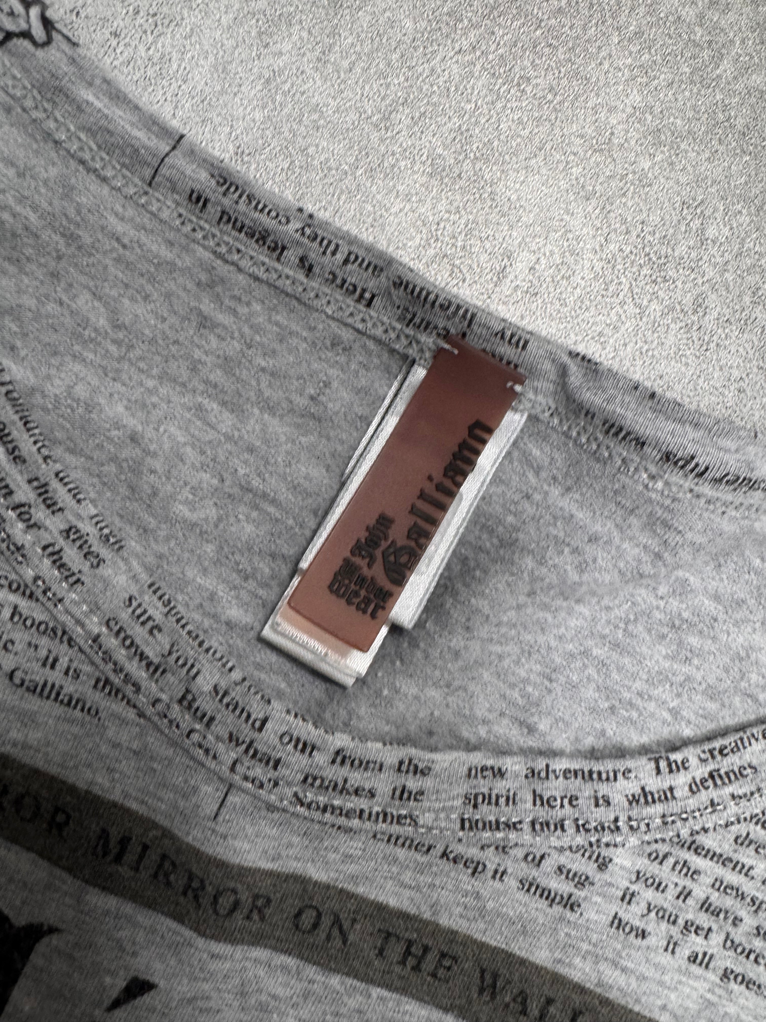 2000s John Galliano Newspaper Grey Longsleeves