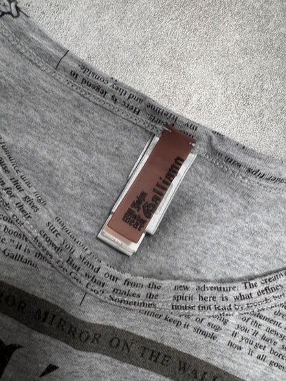 2000s John Galliano Newspaper Grey Longsleeves (M)