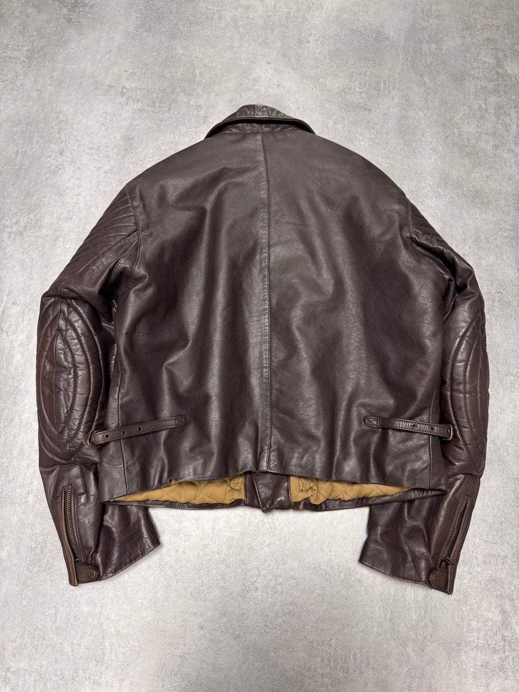 1990s Armani Aviator Bomber Brown Leather Cropped Jacket