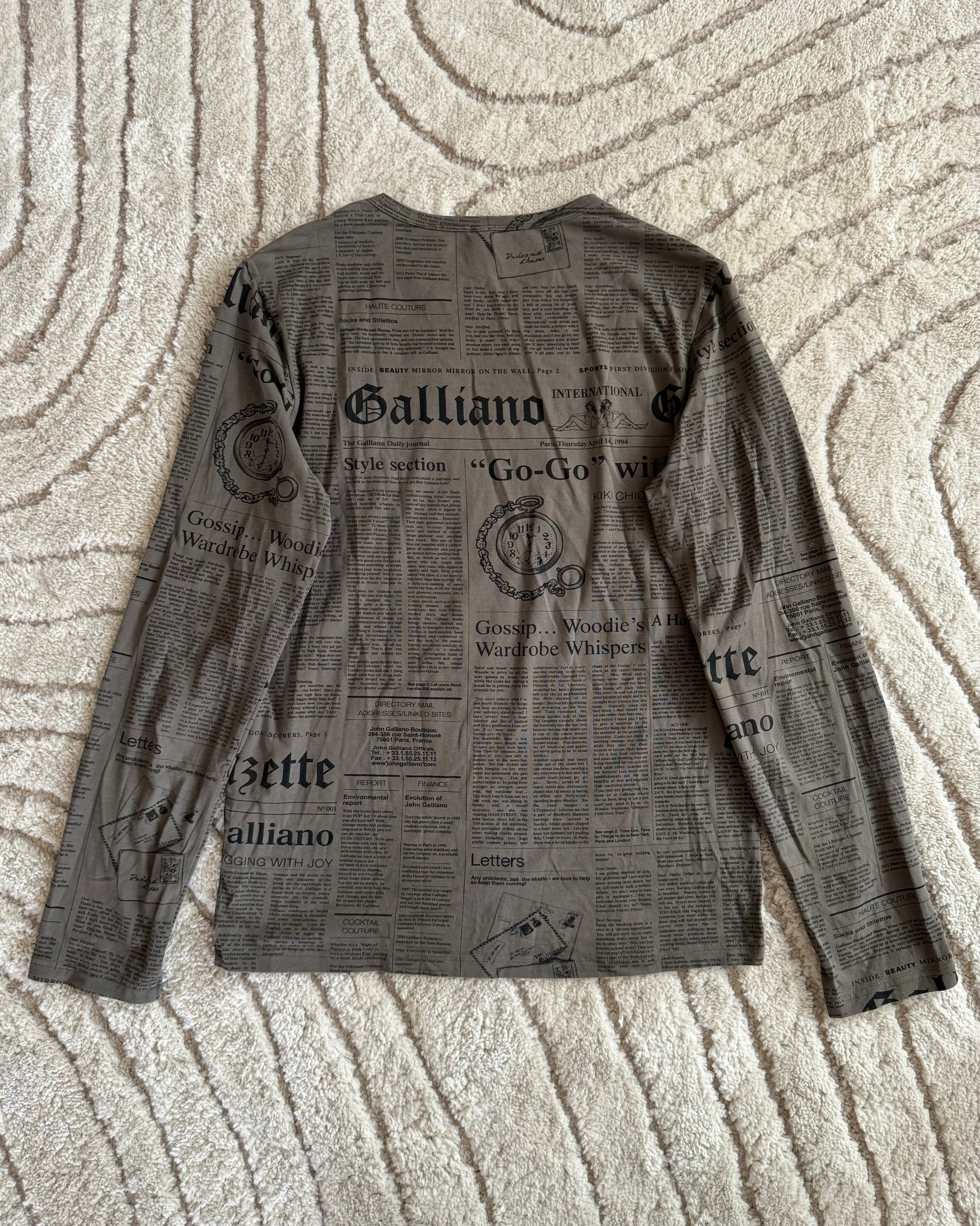 2000s John Galliano Gazette Newspaper Long Sleeve (S)
