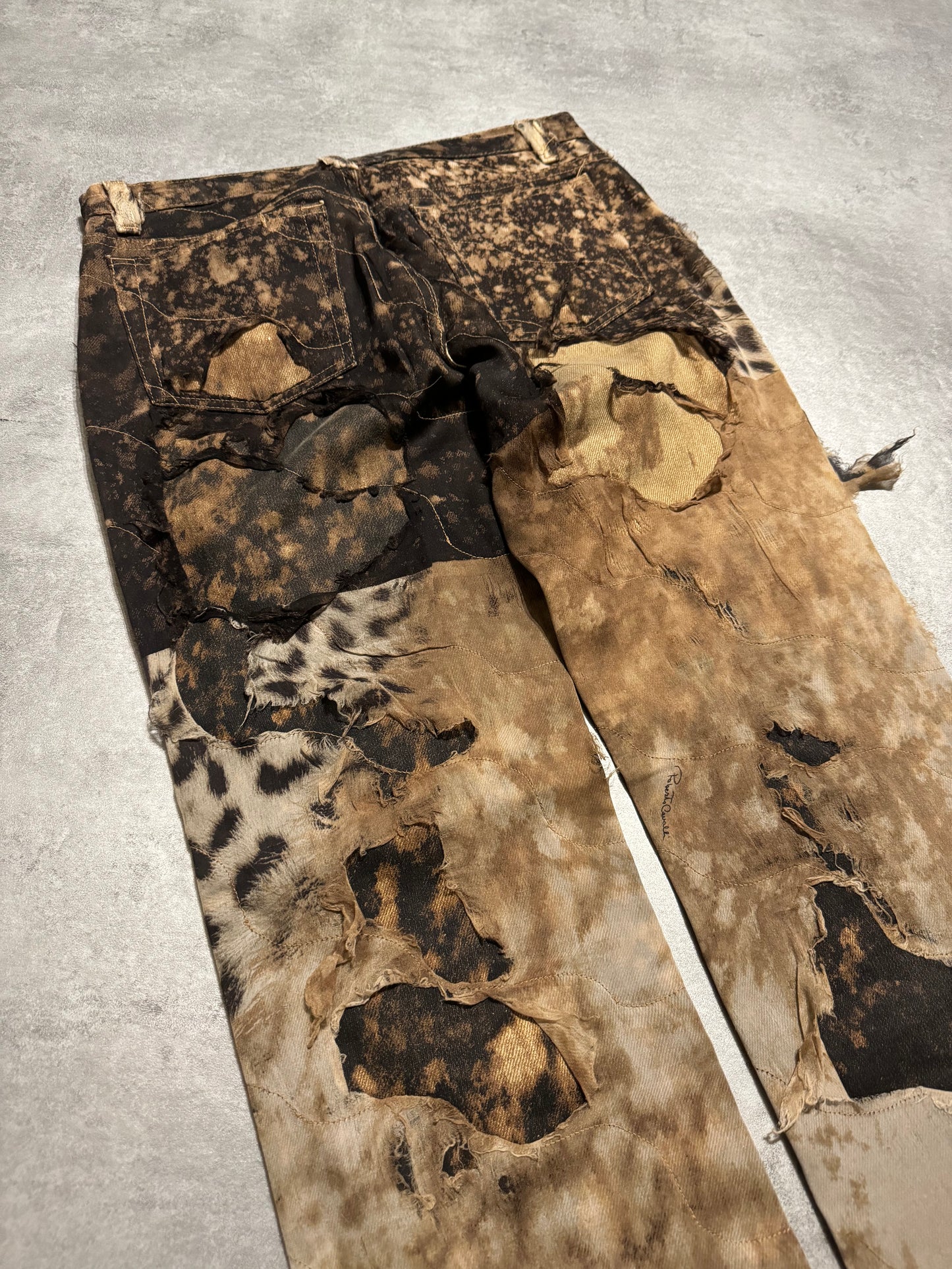 2000s Roberto Cavalli Deconstructed Leopard Magma Exploration Pants (S) - 4